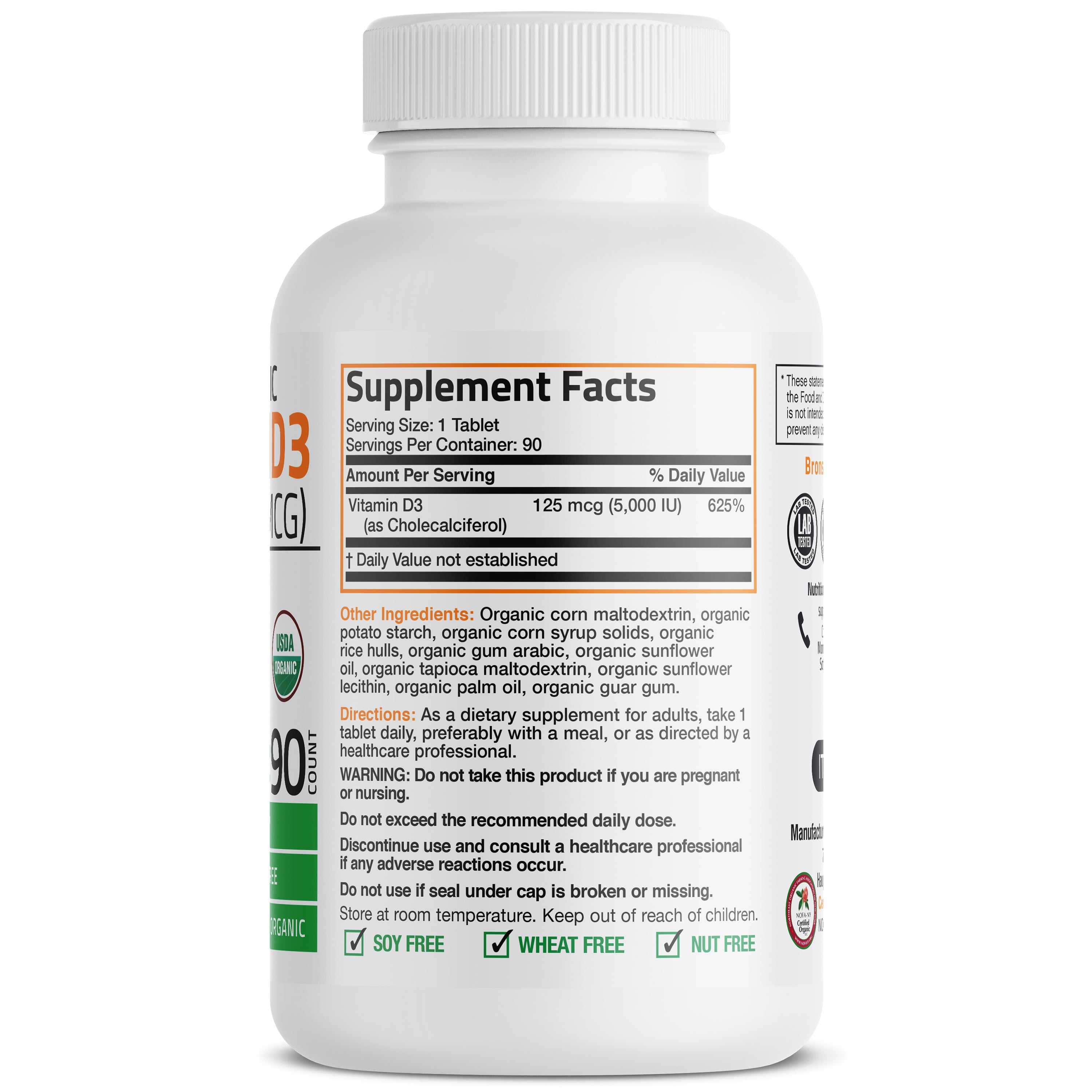 Vitamin D3 USDA Certified Organic - 5,000 IU