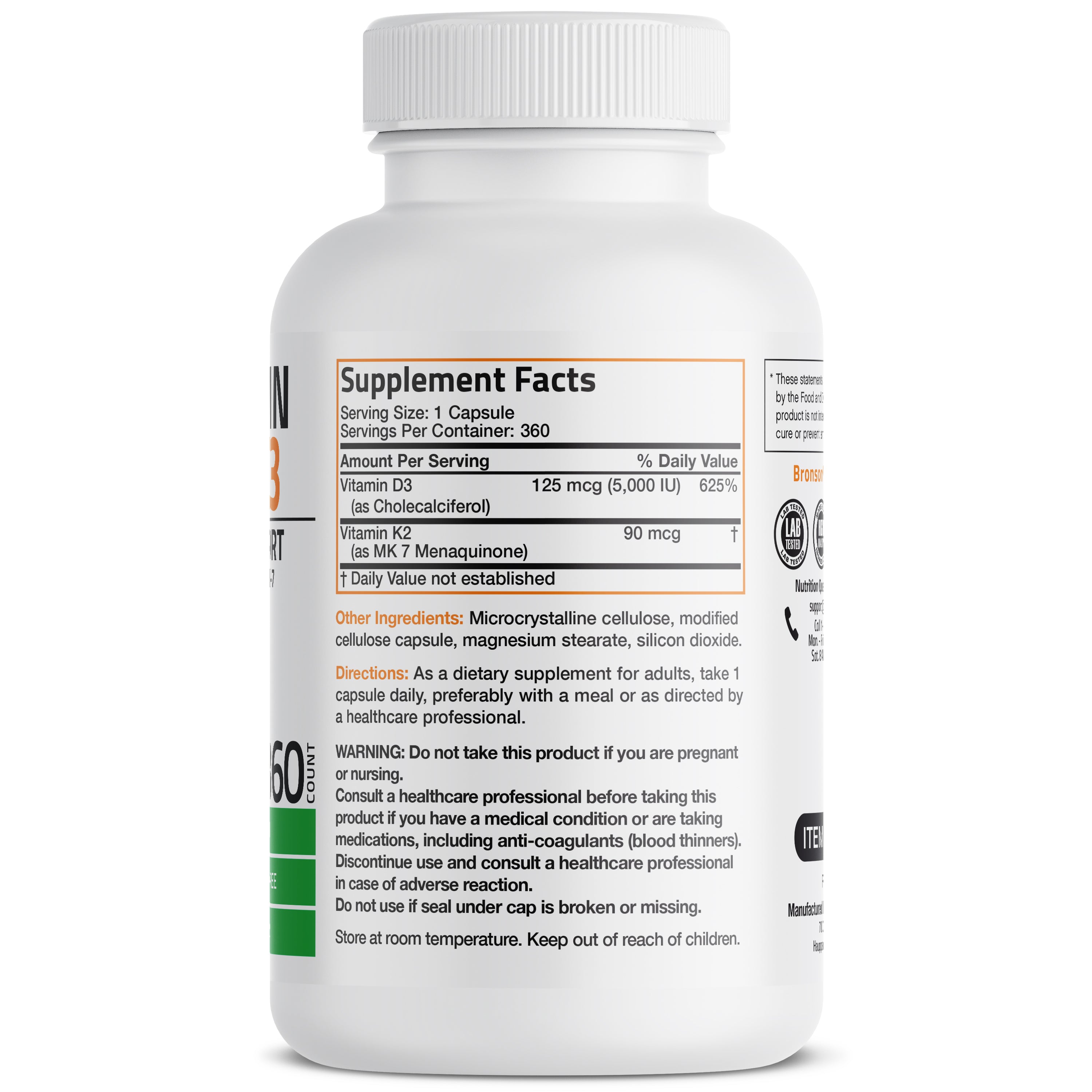 Vitamin K2 MK-7 Plus Vitamin D3