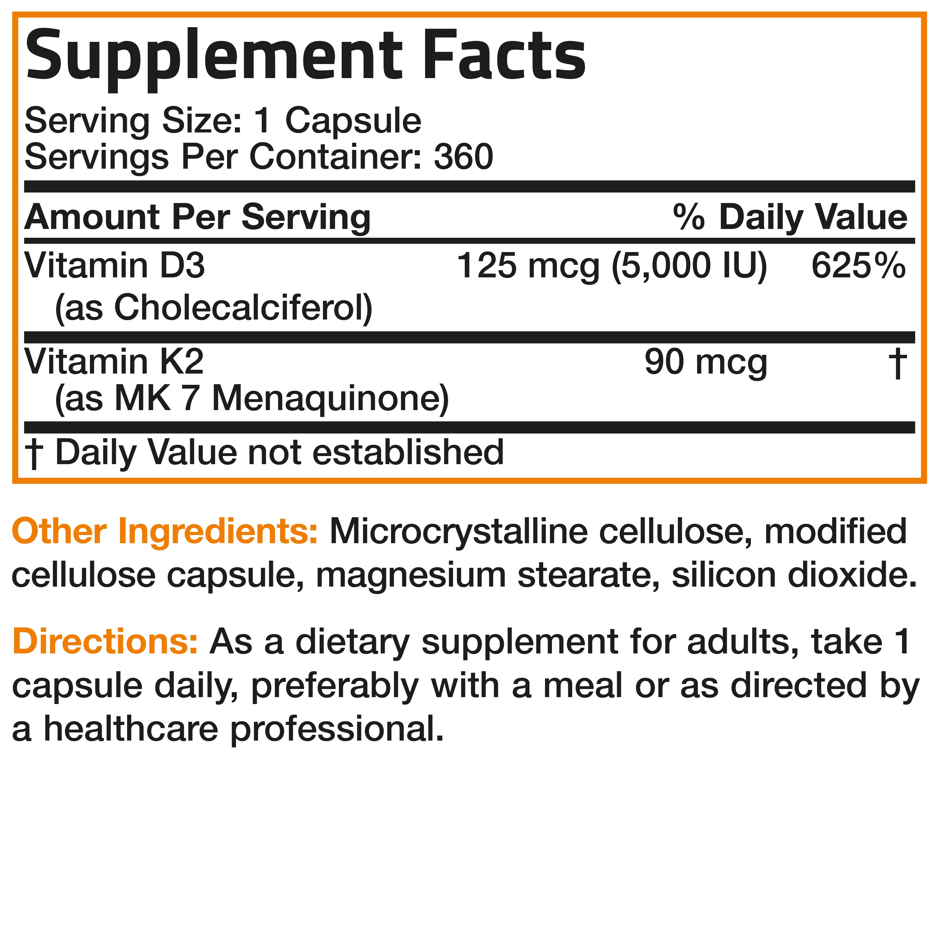 Vitamin K2 MK-7 Plus Vitamin D3