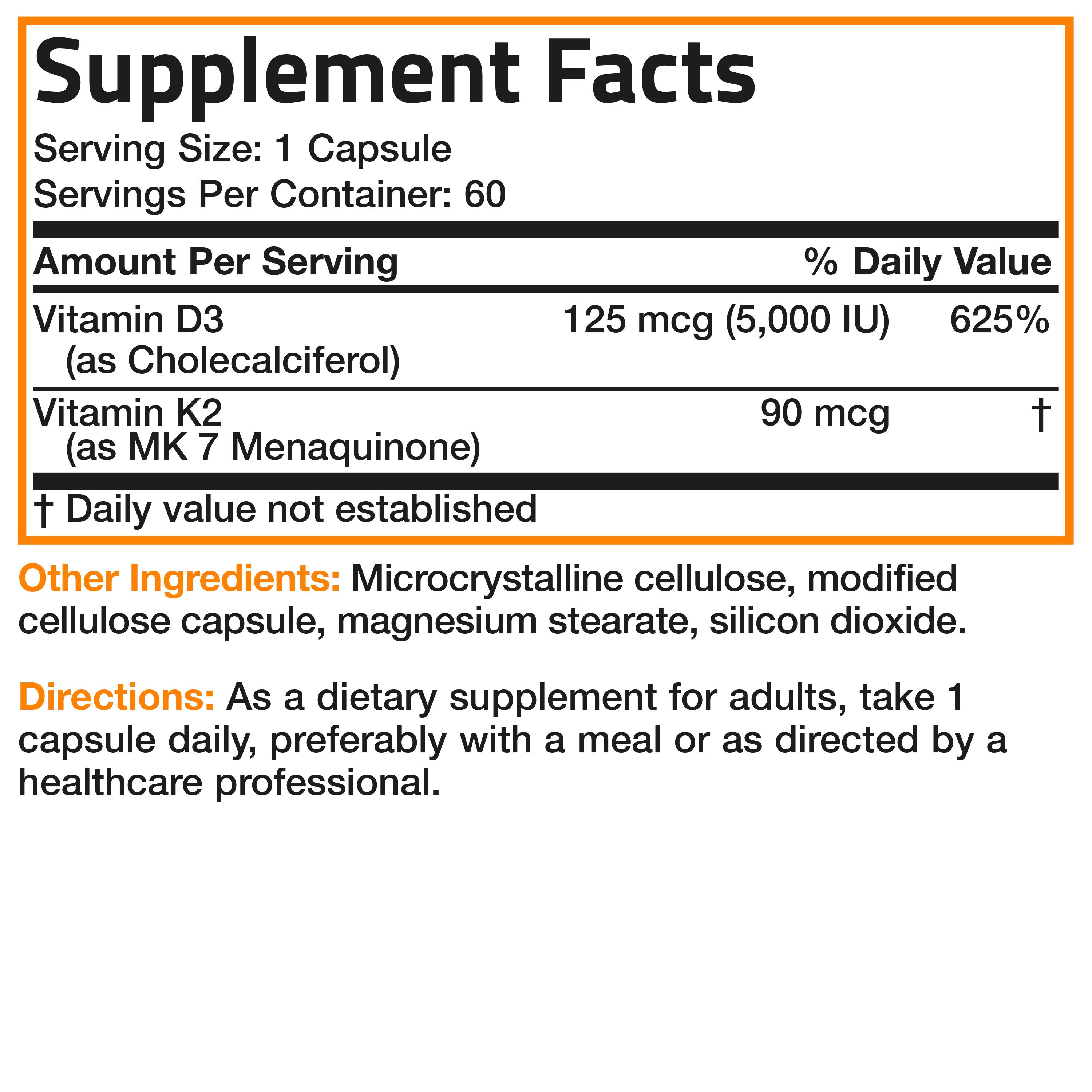 Vitamin K2 MK-7 Plus Vitamin D3