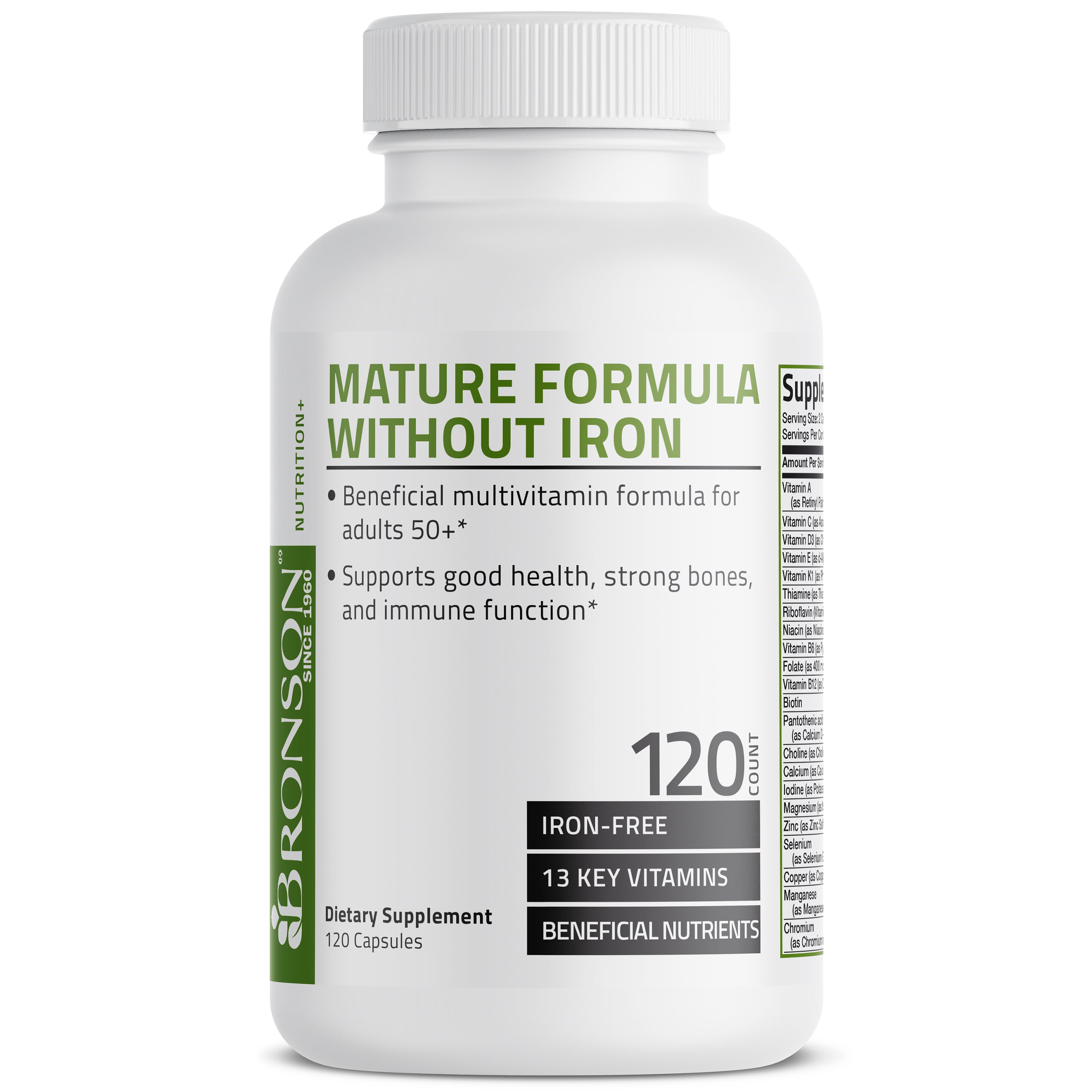 Mature Formula Multivitamin without Iron for Adults Over 50, 120 Capsules