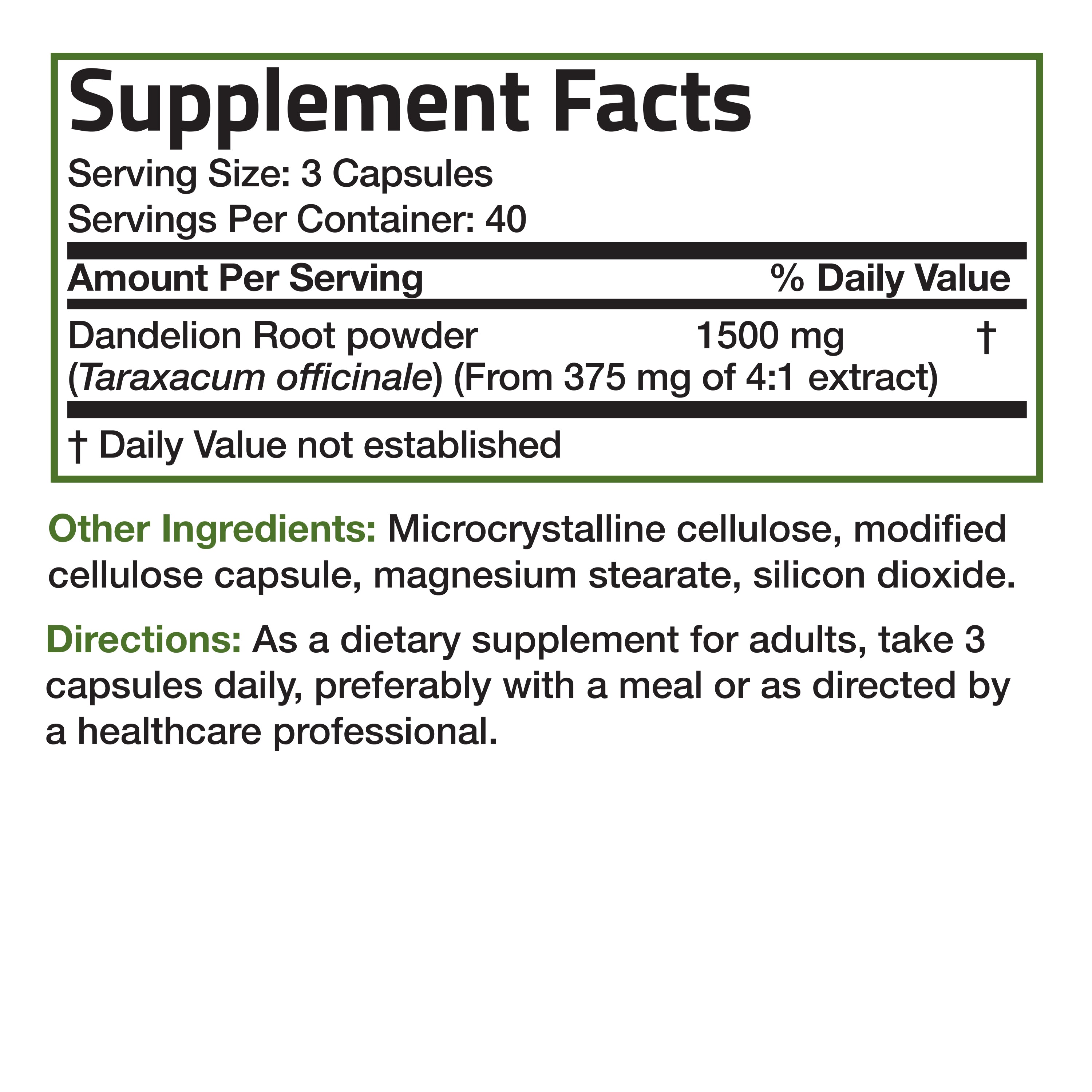 Dandelion Root 1500 MG per Serving