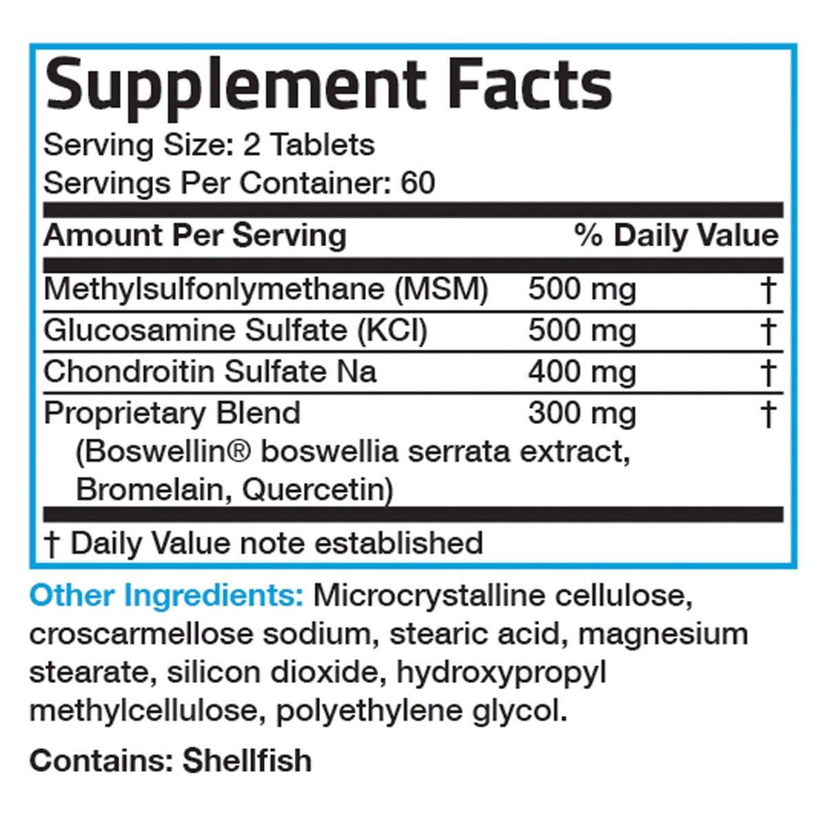 MSM with Glucosamine, Chondroitin, Boswellin®