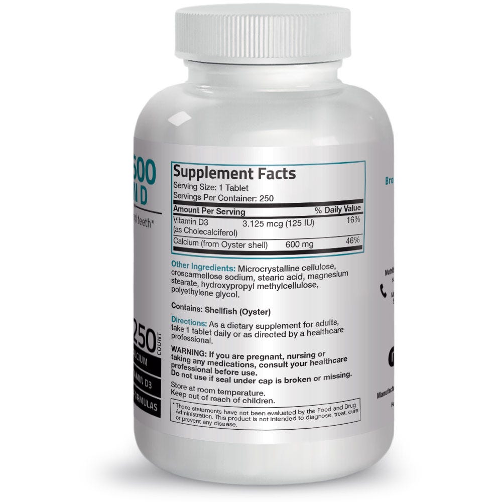 Calcium with Vitamin D - 600 mg - 250 Tablets