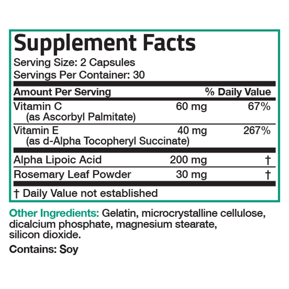 Alpha Lipoic Acid (ALA) With Vitamin C & E - 100 mg view 6 of 6