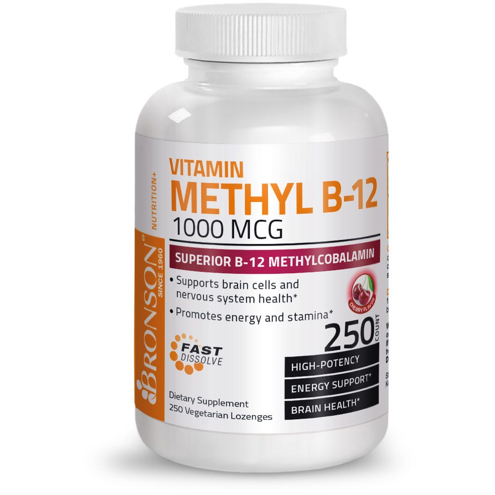 Vitamin B12 Quick Release Sublingual - Cherry - 1,000 mcg - 250 Vegetarian Lozenges