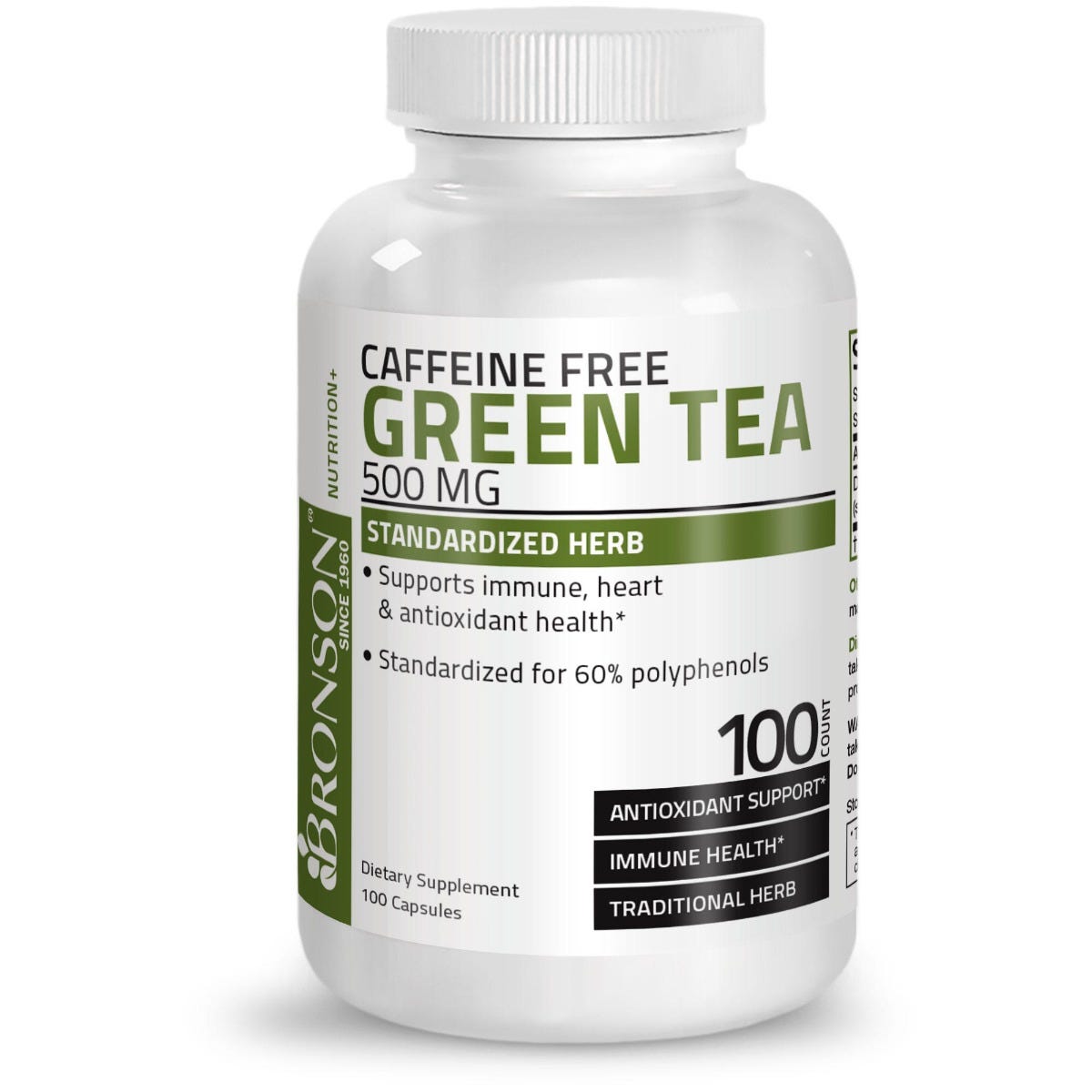 Caffeine Free Green Tea Extract - 500 mg - 100 Capsules