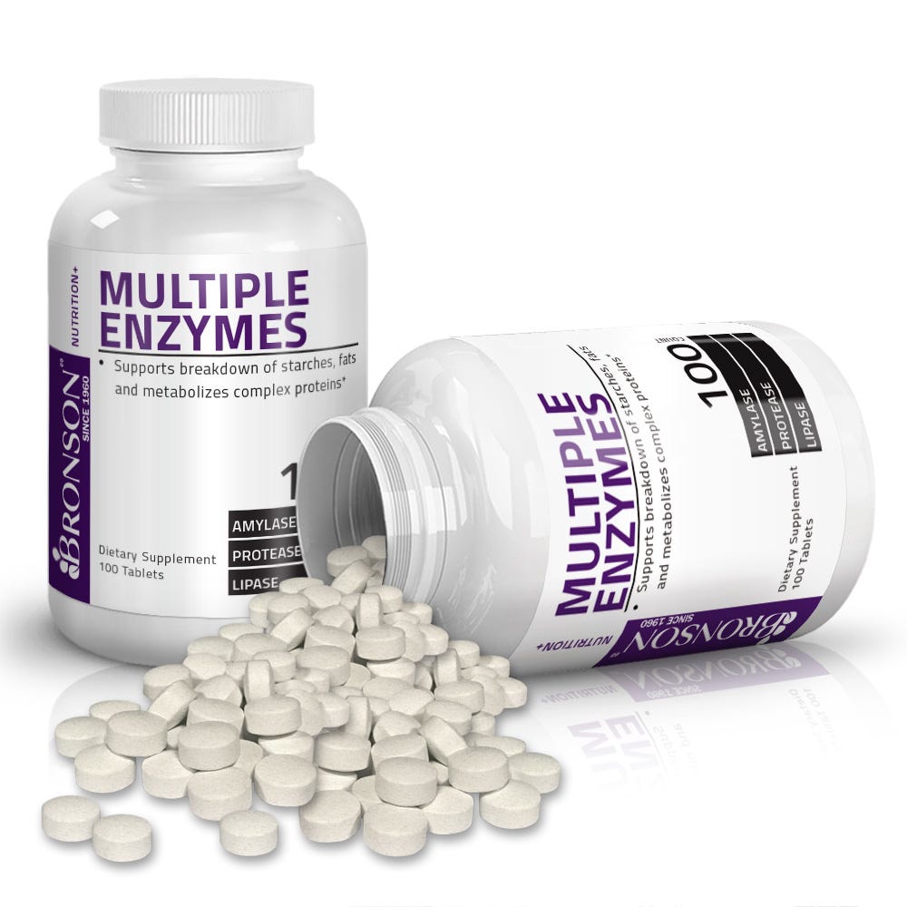 Multiple Digestive Enzymes Amylase Protease Lipase - 100 Tablets
