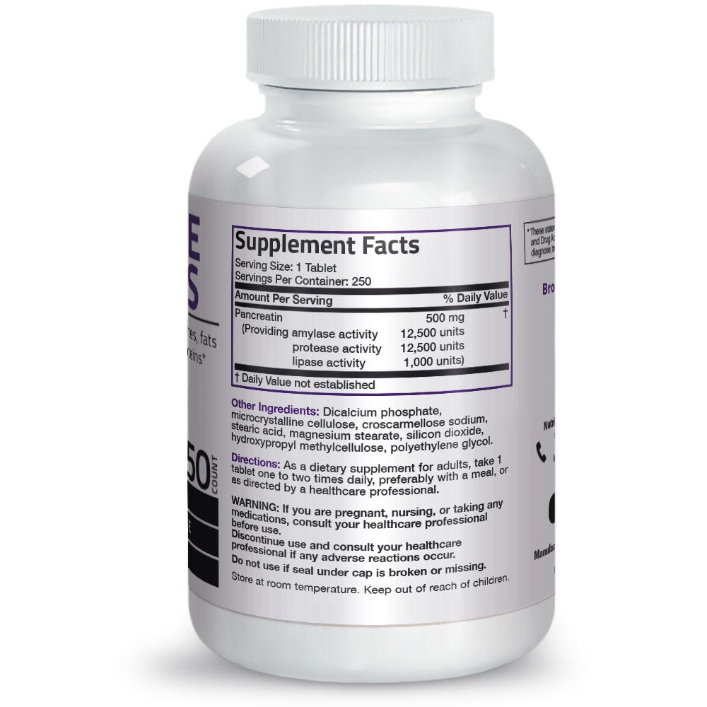 Multiple Digestive Enzymes Amylase Protease Lipase - 250 Tablets