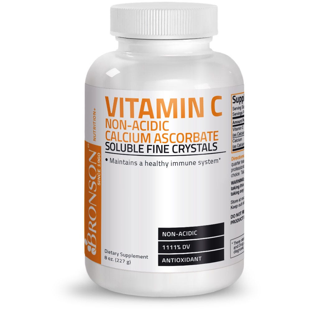 Vitamin C Non-Acidic Calcium Ascorbate Crystals - 1,000 mg - 8 oz (227g)
