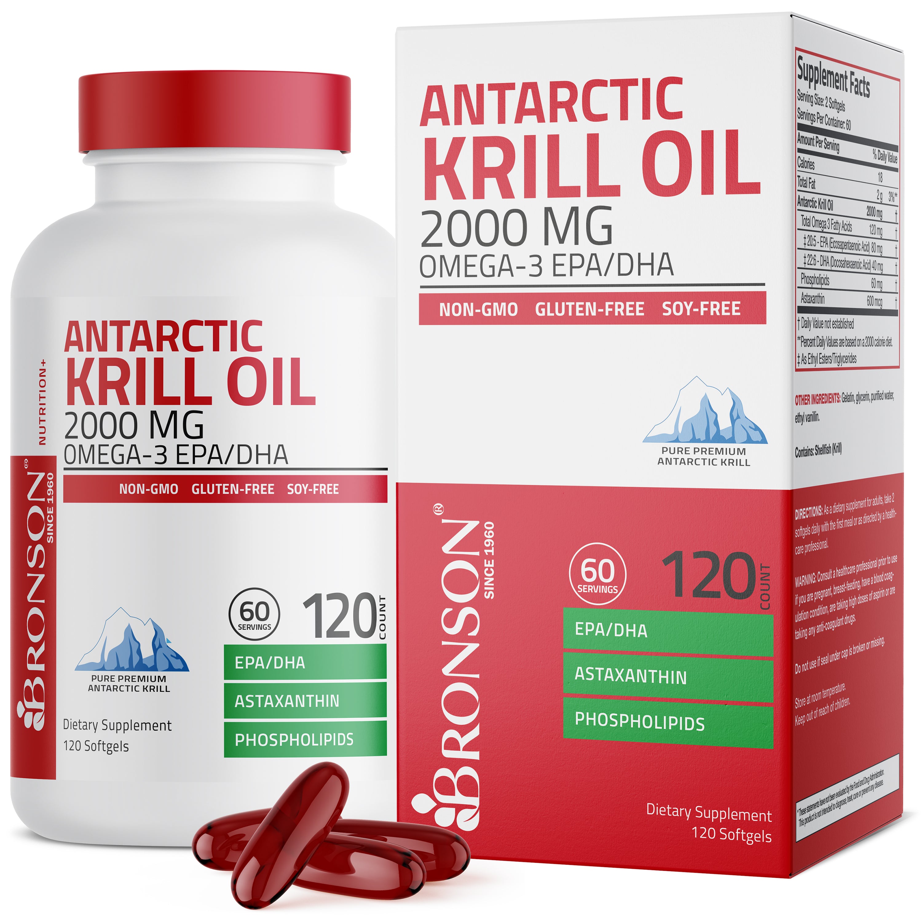 Antarctic Krill Oil Omega-3 EPA DHA Non-GMO - 2,000 mg