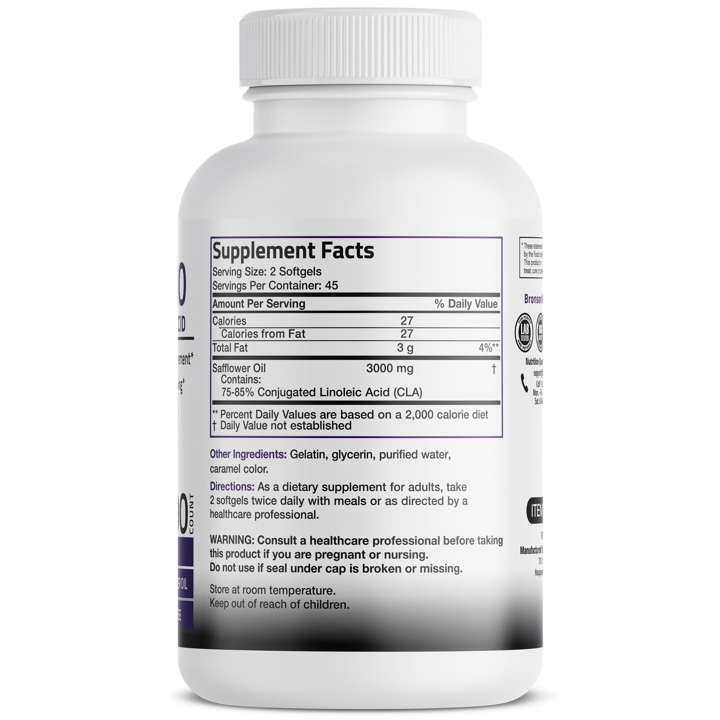 CLA 3000 Conjugated Linoleic Acid Extra High Potency - 3,000 mg