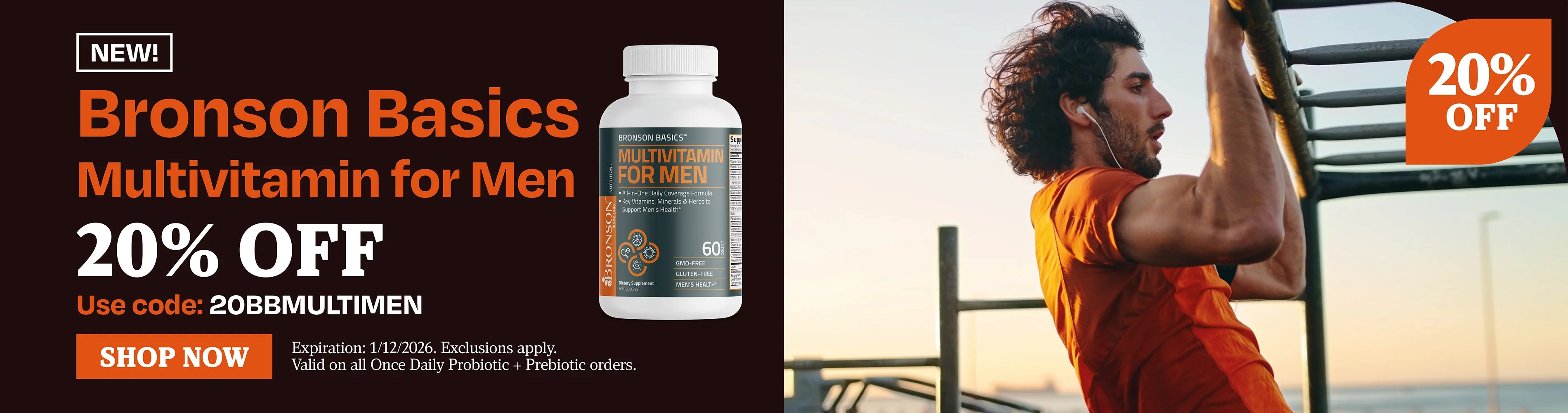 Bronson Basics Multivitamin for men 20% OFF Use code 20BBMULTIMEN