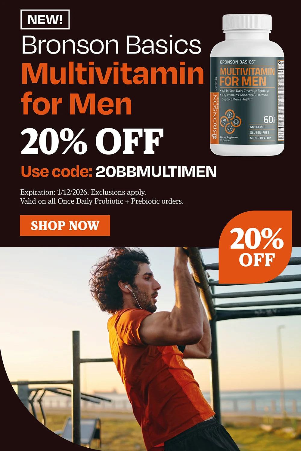 Bronson Basics Multivitamin for men 20% OFF Use code 20BBMULTIMEN