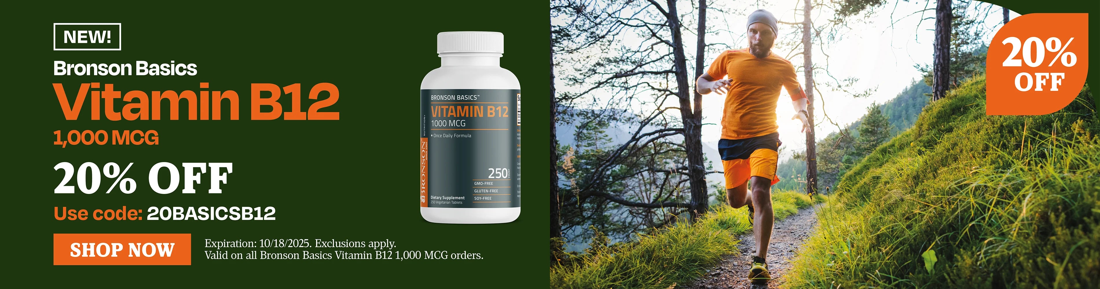 New Bronson basics vitamin b12 1000mcg 20% off. Use code 20BASICSB12