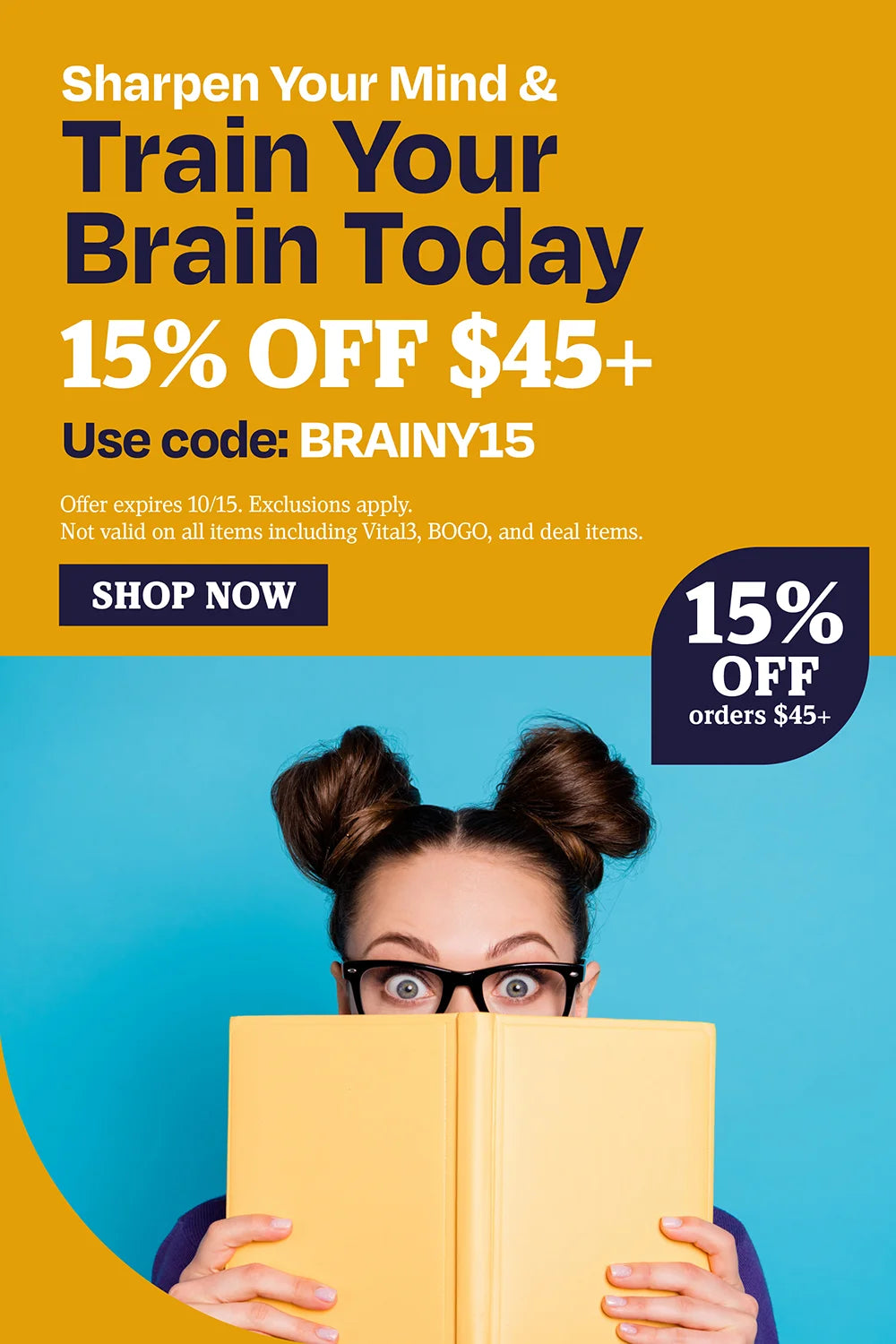 Sharpen your mind and train your brain today. 15% off $45. Use code BRAINY15