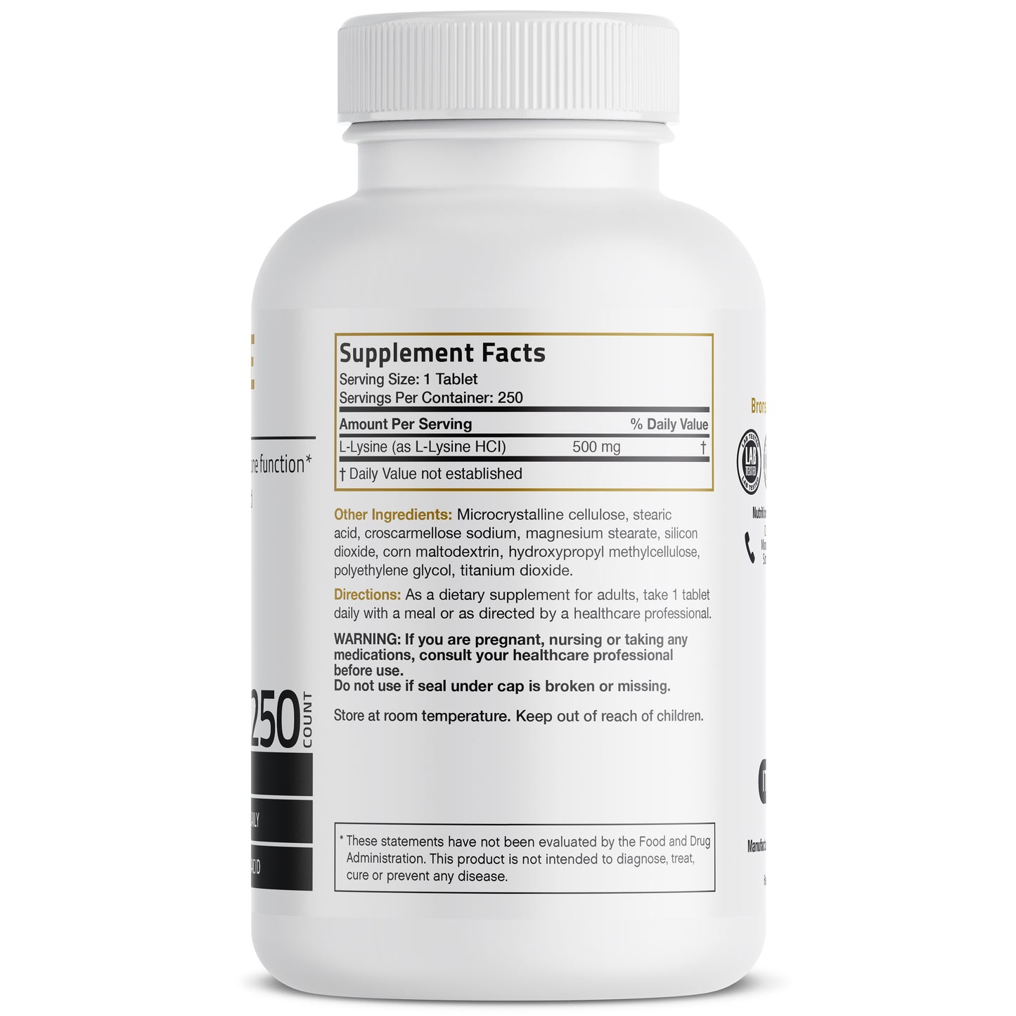 L-Lysine - 500 mg - 250 Tablets