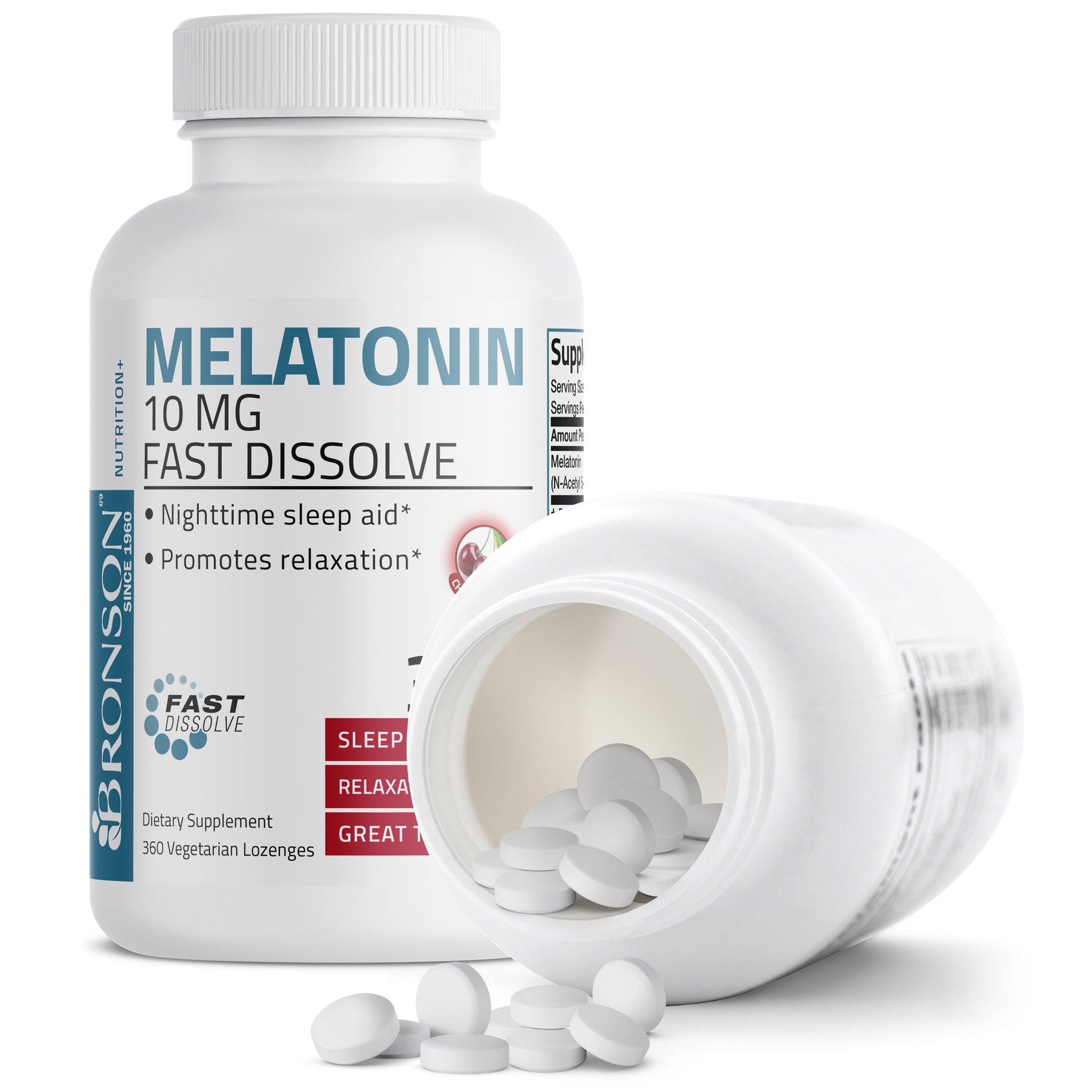 Melatonin Cherry 100 Tablets Sleep Support Bronson Vitamins