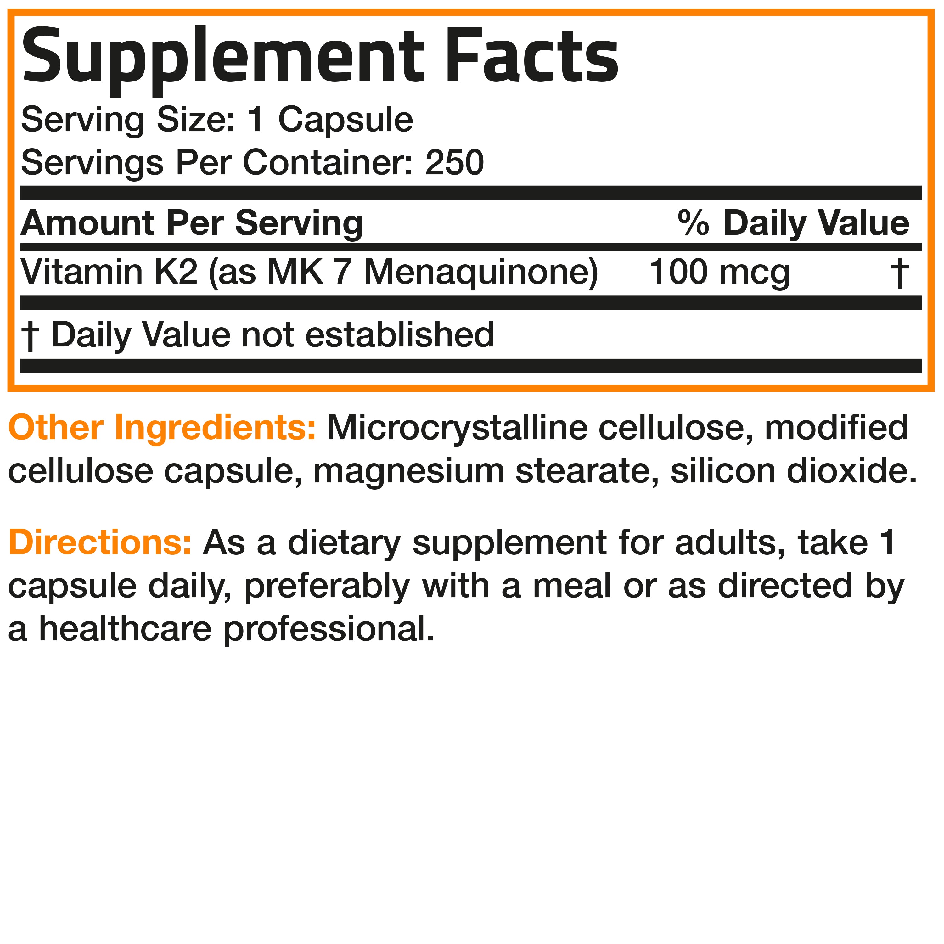 Vitamin K2 MK-7 - 100 mcg
