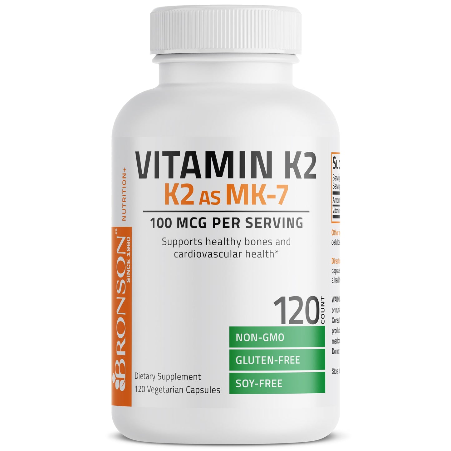 Bronson Vitamin K2 MK7 100 mcg 120 Vegetarian Capsules Vitamins