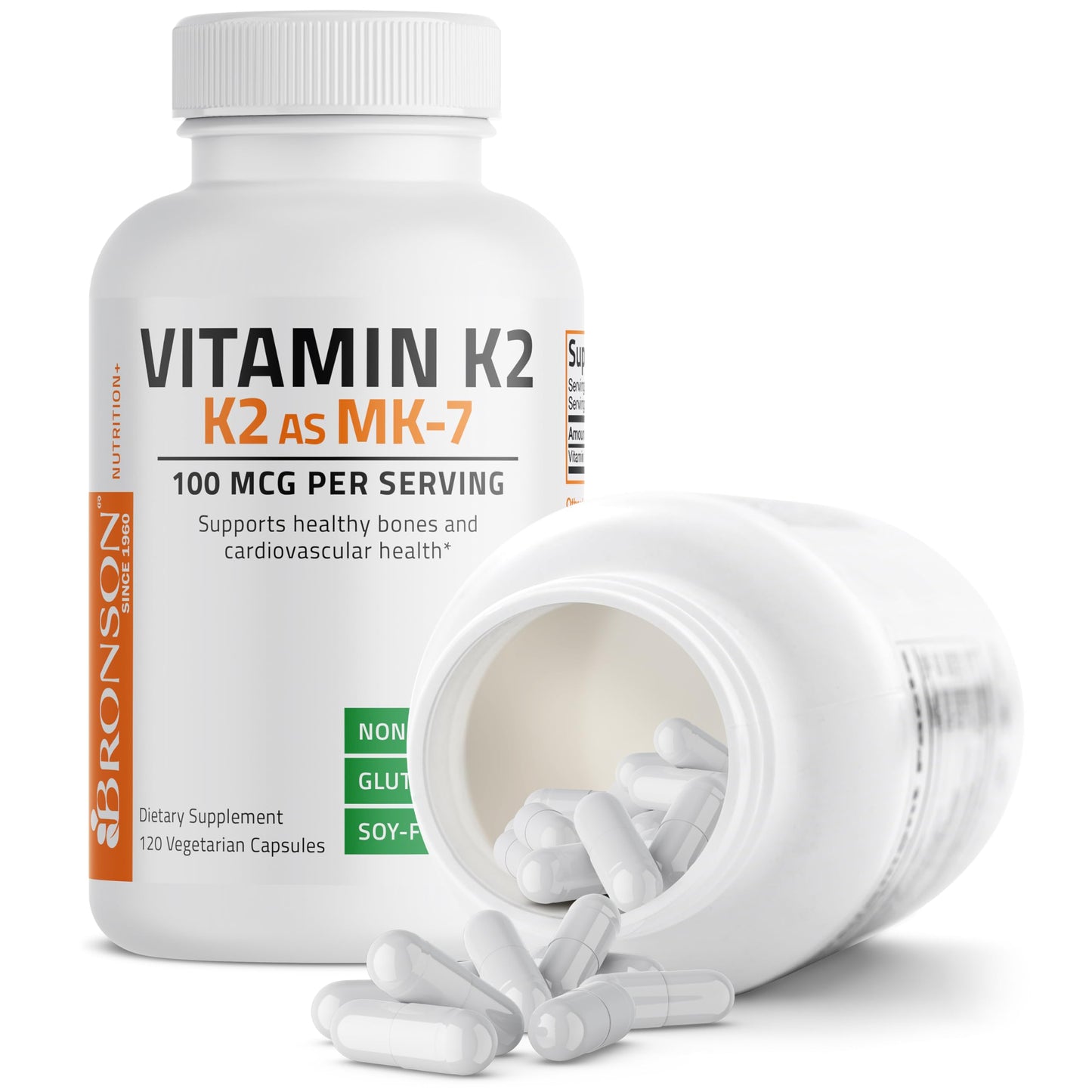 Bronson Vitamin K2 MK7 100 mcg 120 Vegetarian Capsules Vitamins
