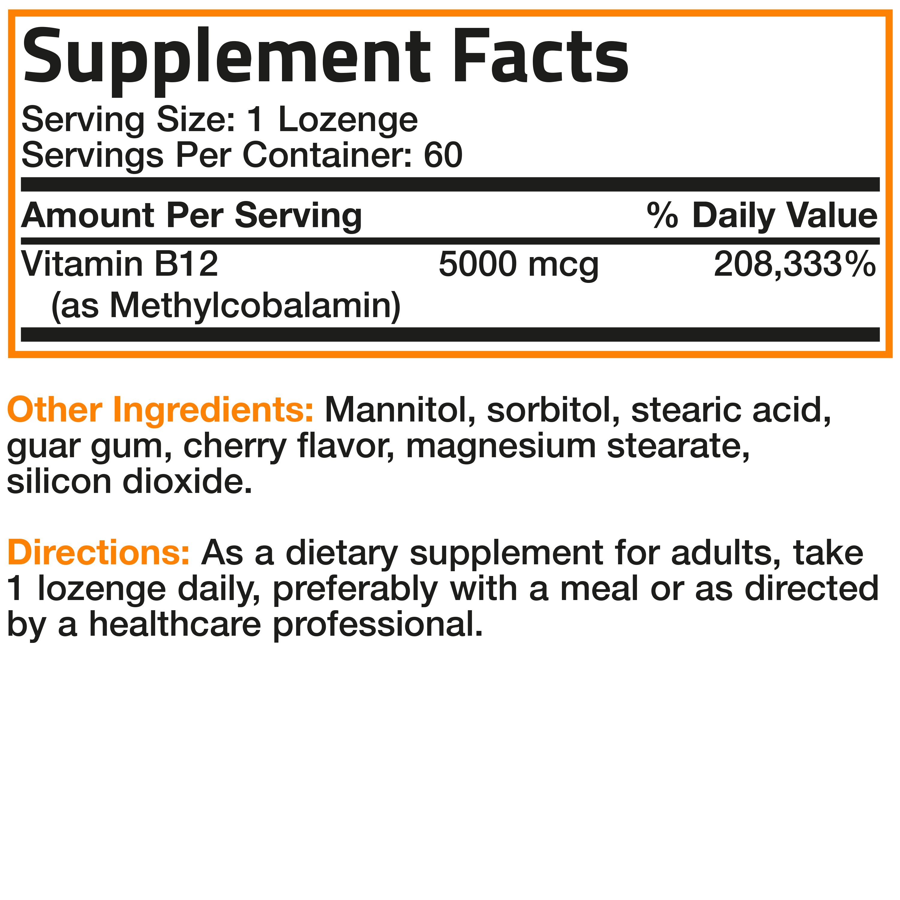 Methyl B12 Fast Dissolve Sublingual - Cherry - 5,000 mcg