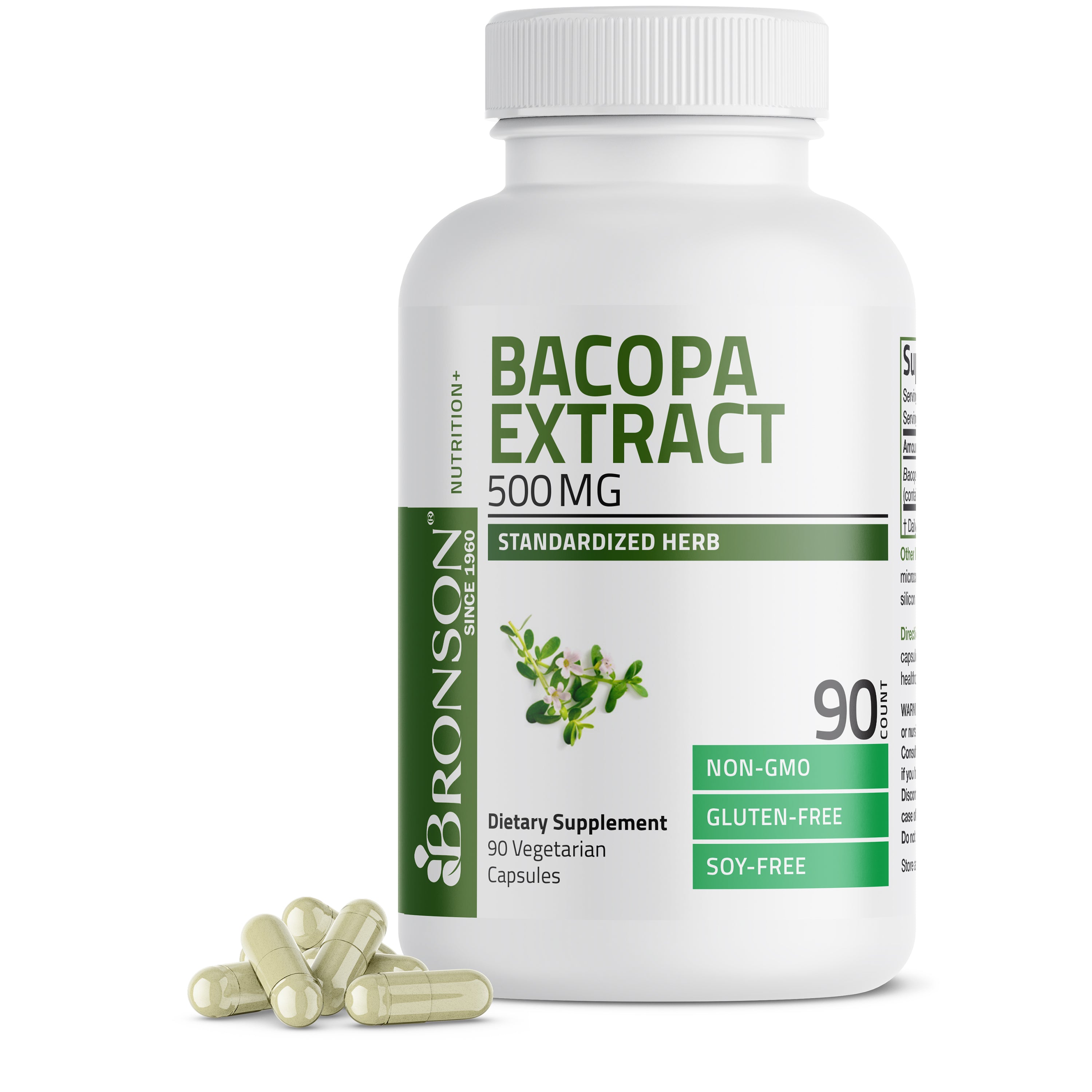 Bacopa Monniera Standardized Extract - 500 mg - 90 Vegetarian Capsules
