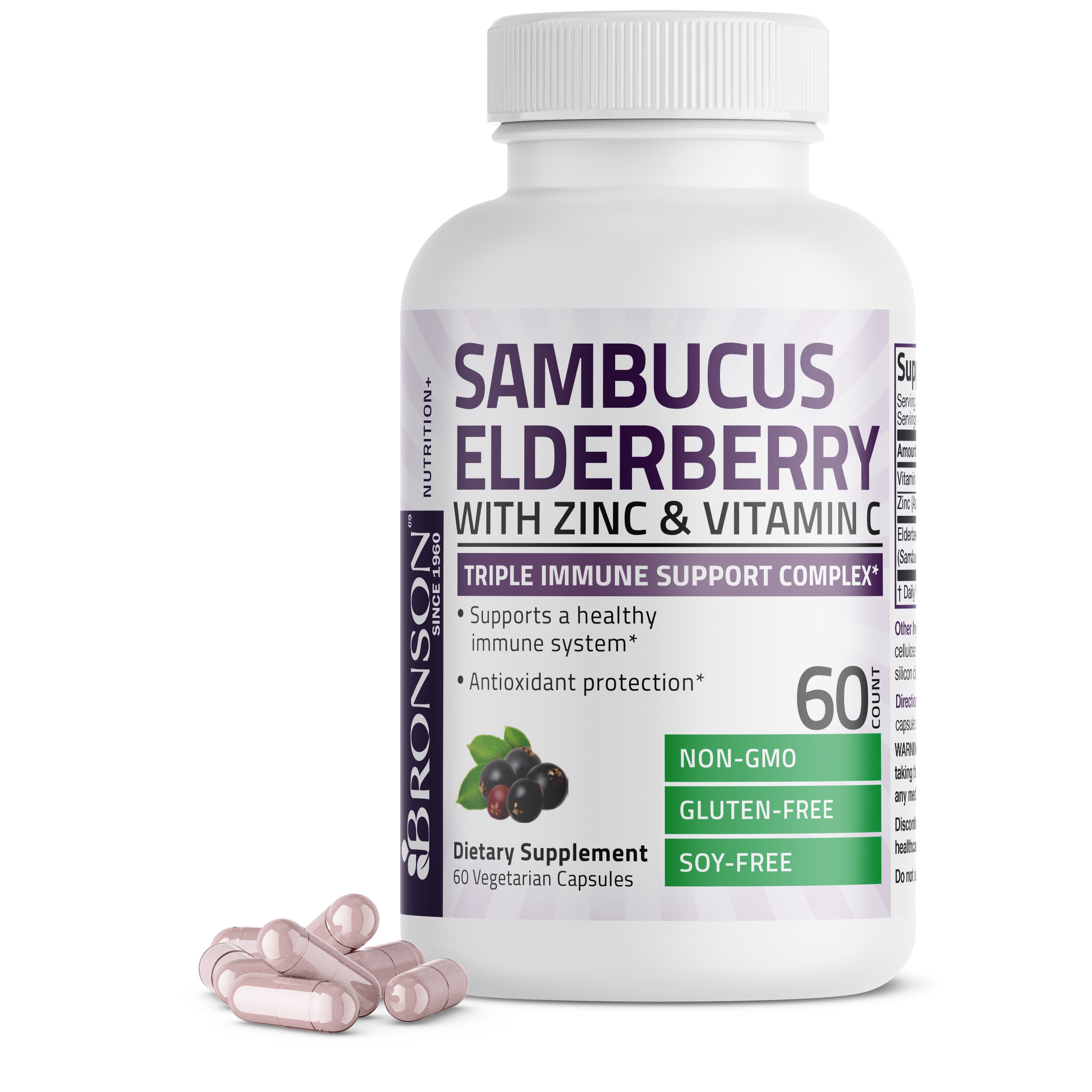 Sambucus Elderberry with Zinc & Vitamin C - 60 Vegetarian Capsules view 3 of 7