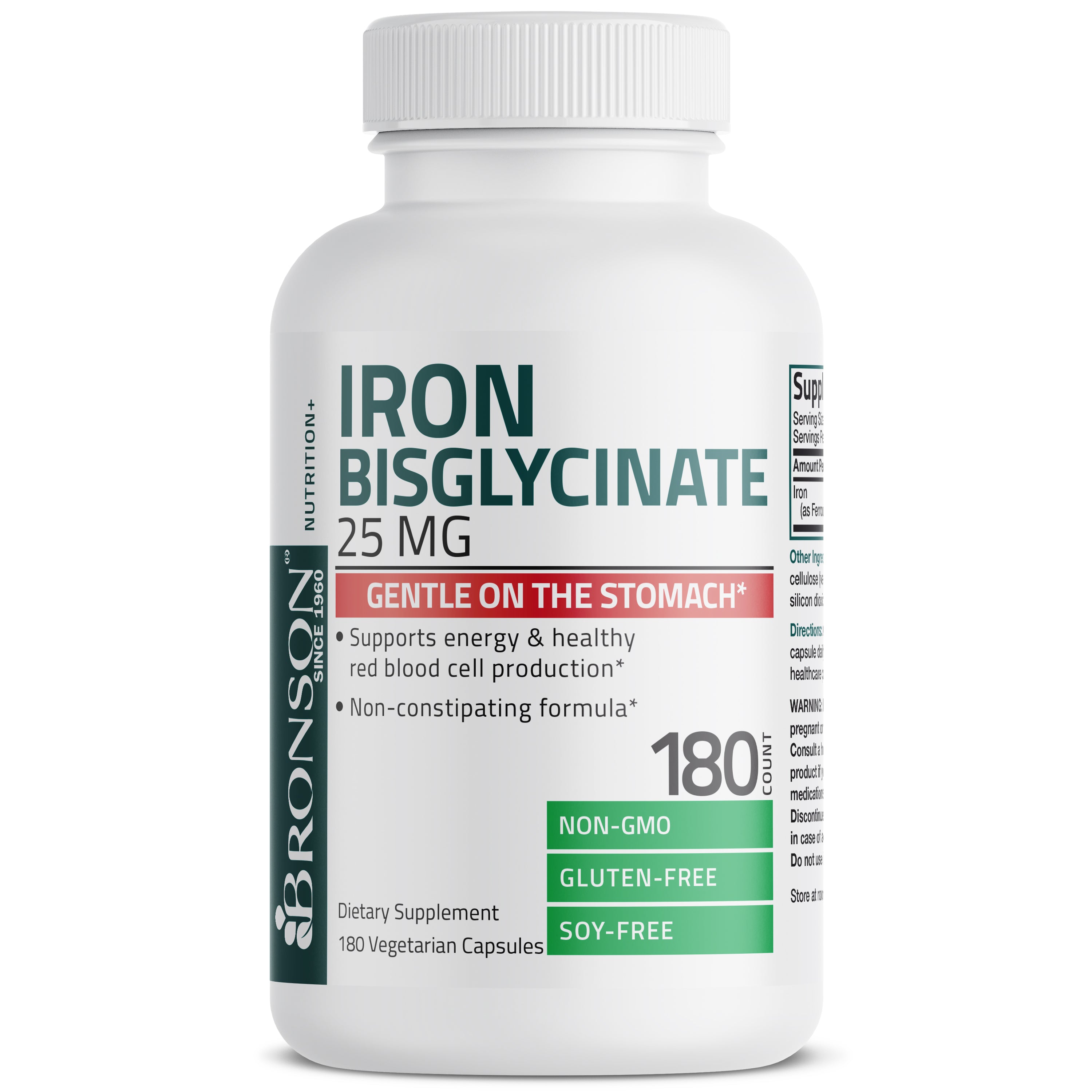 Iron Bisglycinate - 25 mg - 180 Vegetarian Capsules view 1 of 4