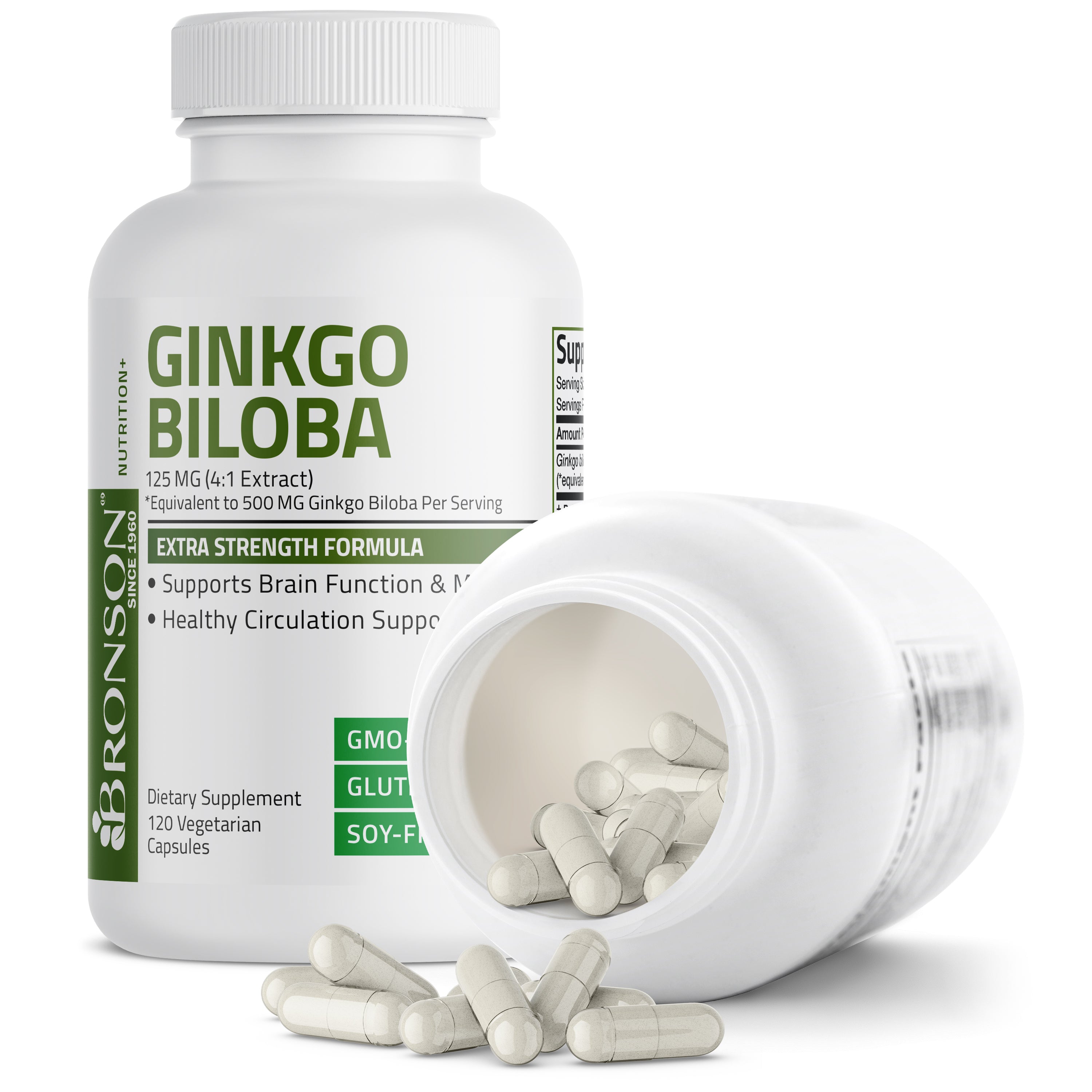 Bronson Gingko Biloba - 500 mg - 120 Vegetarian Capsules – bronsonlabs