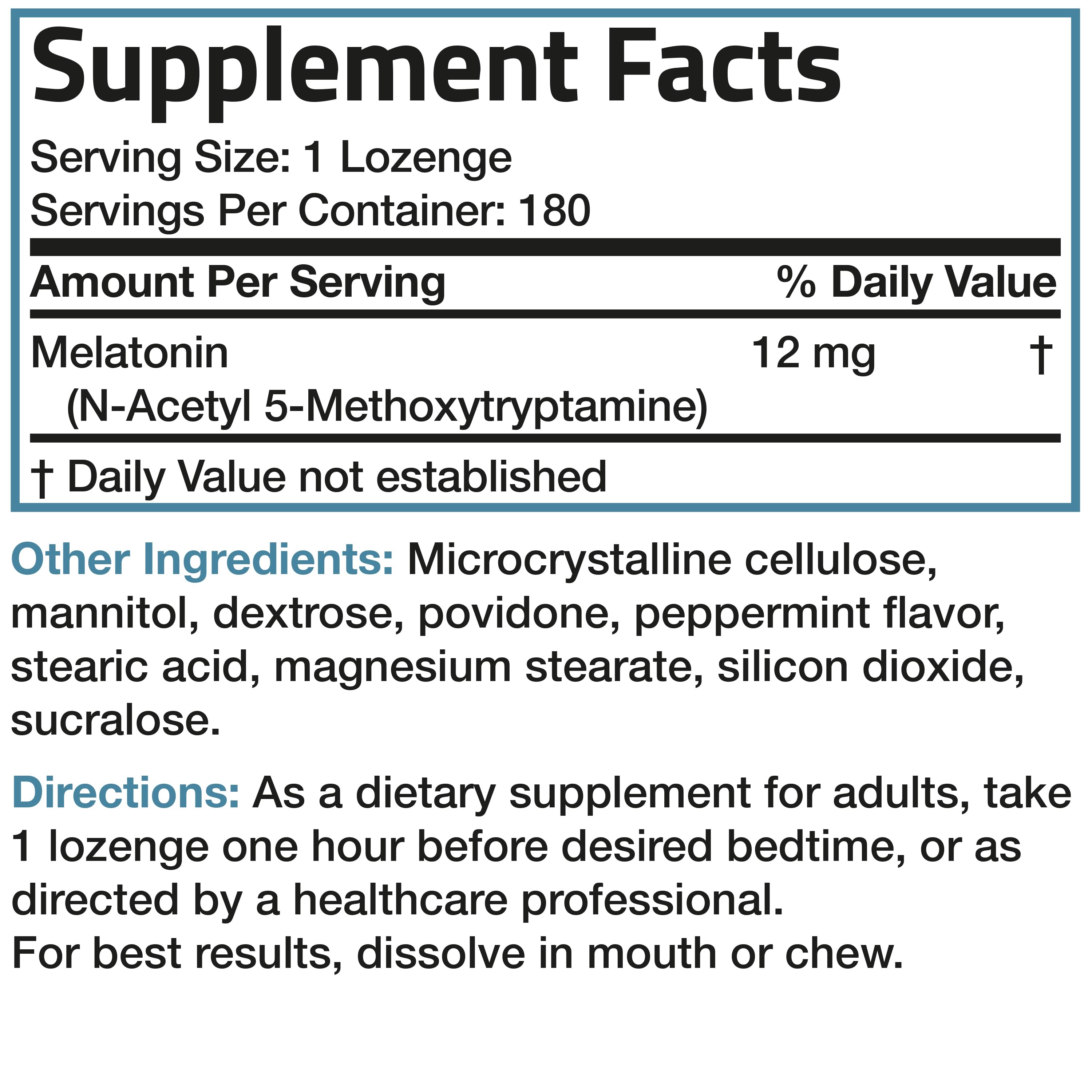 Melatonin Fast Dissolve - Peppermint - 12 mg