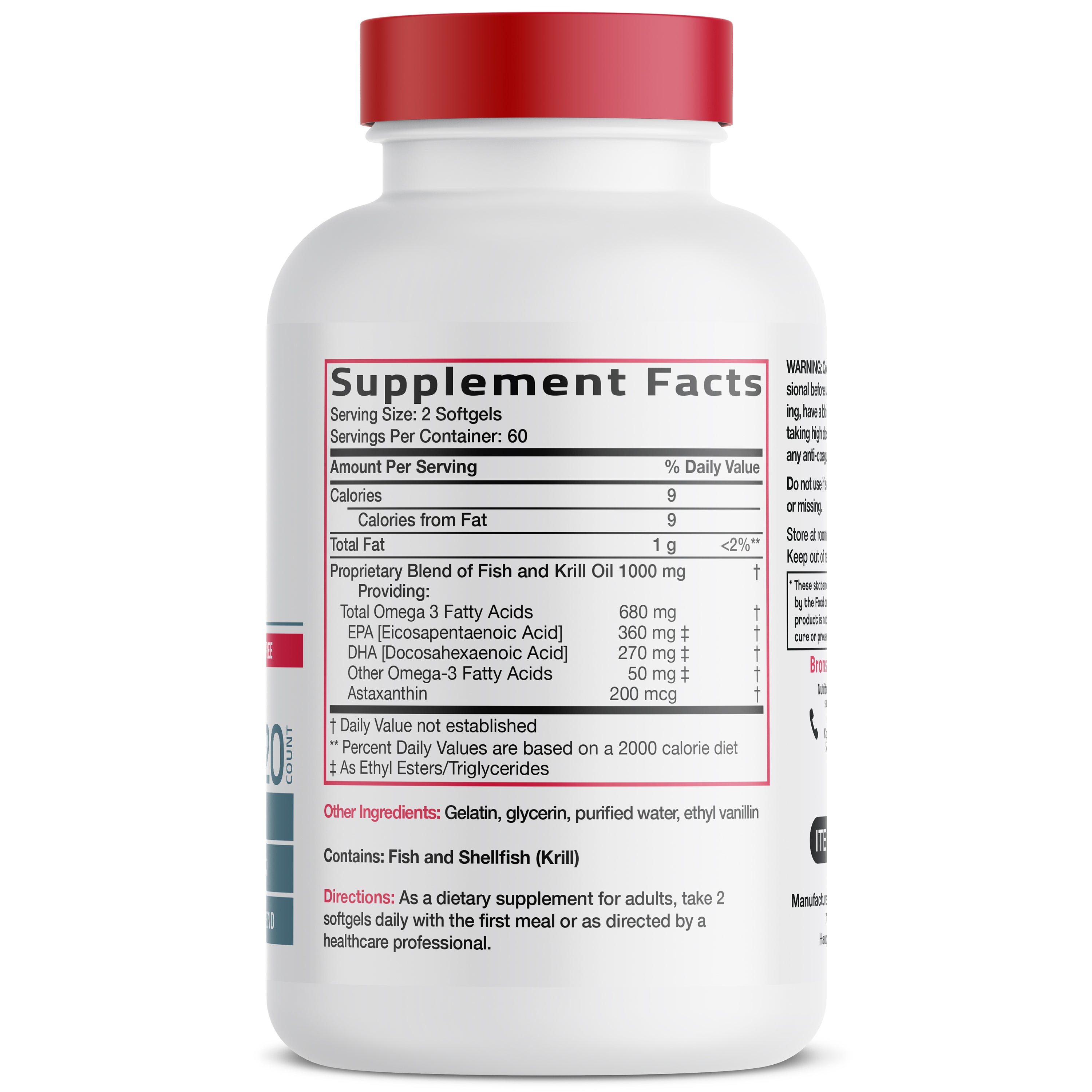 Omega-3 Fish + Krill Oil 1000 MG 120 Softgels