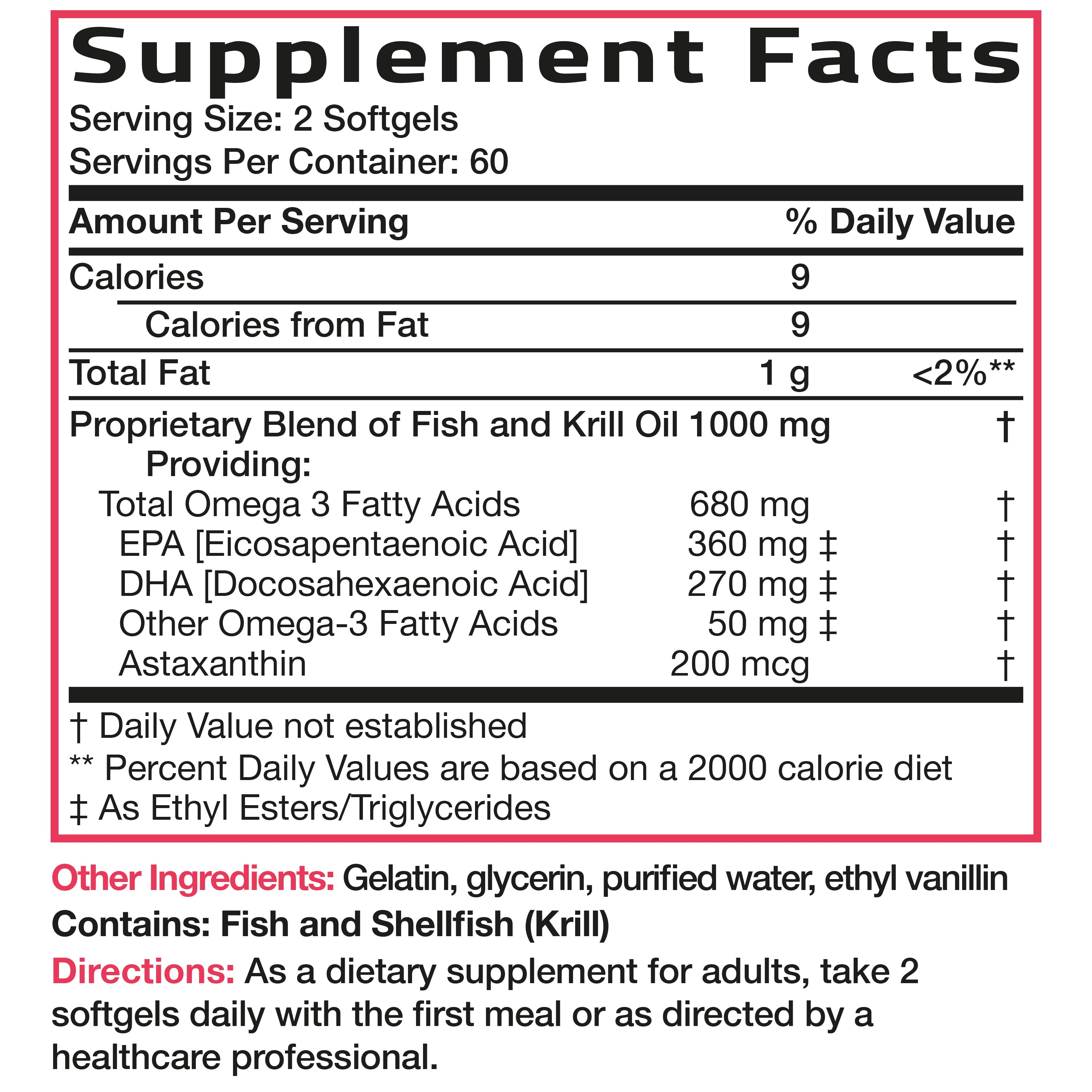Omega-3 Fish + Krill Oil 1000 MG 120 Softgels