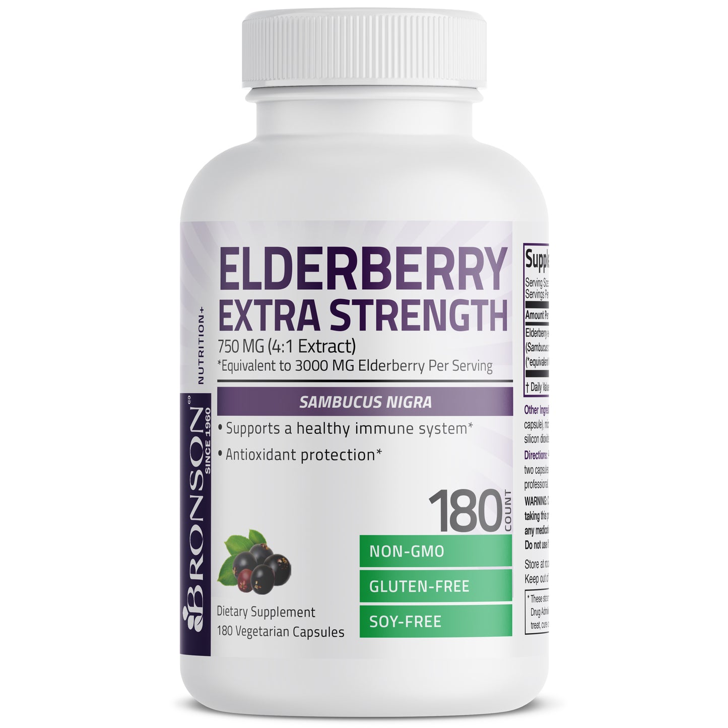 Elderberry Extra Strength - 3,000 mg - 180 Vegetarian Capsules