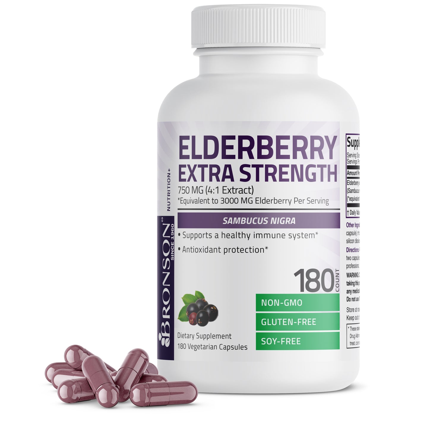 Elderberry Extra Strength - 3,000 mg - 180 Vegetarian Capsules