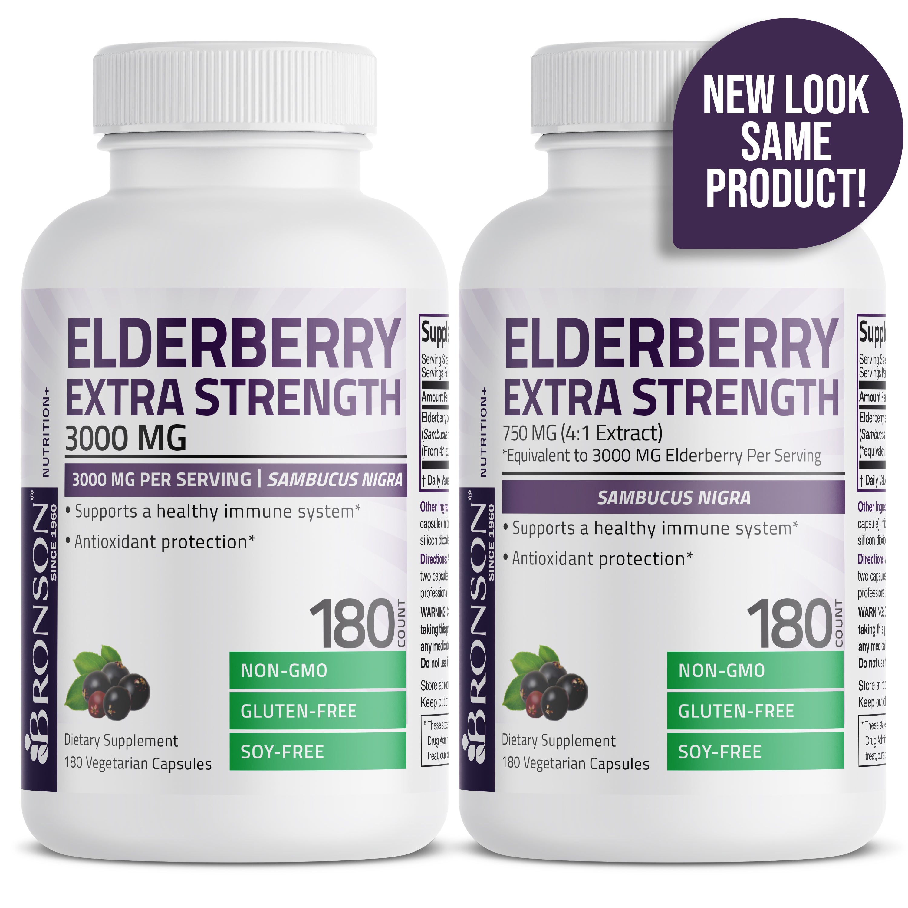 Elderberry Extra Strength - 3,000 mg - 180 Vegetarian Capsules view 4 of 7
