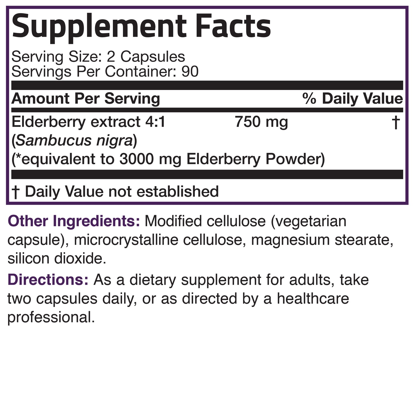 Elderberry Extra Strength - 3,000 mg - 180 Vegetarian Capsules