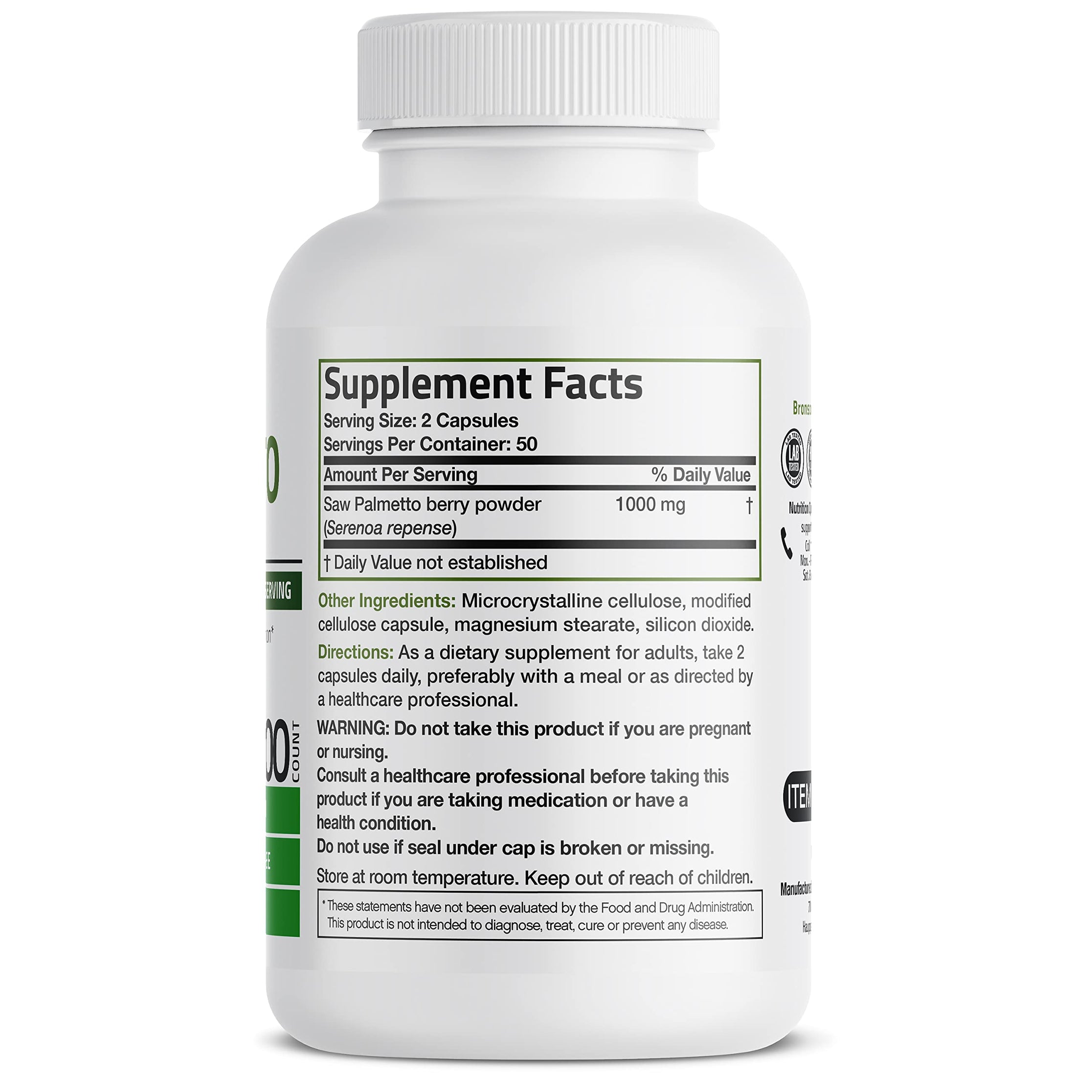 Saw Palmetto Extra Strength 1,000 mg 100 Vegetarian Capsules