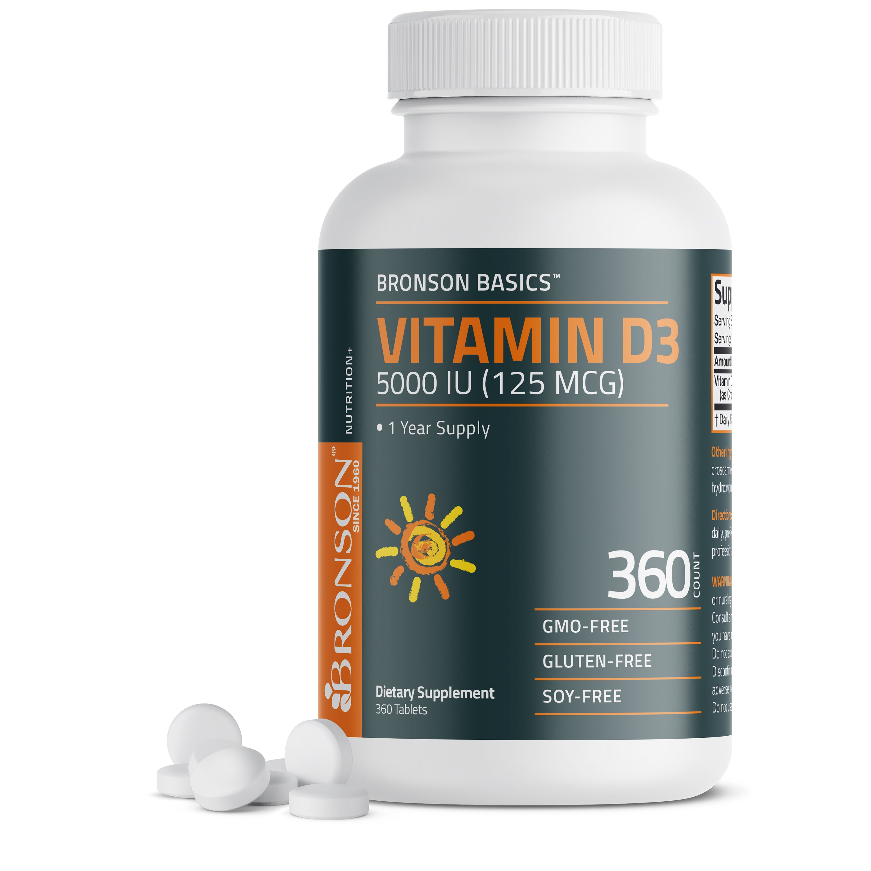 Bronson Vitamin D3 - 5,000 IU - 360 Tablets | Vitamins & Supplements ...