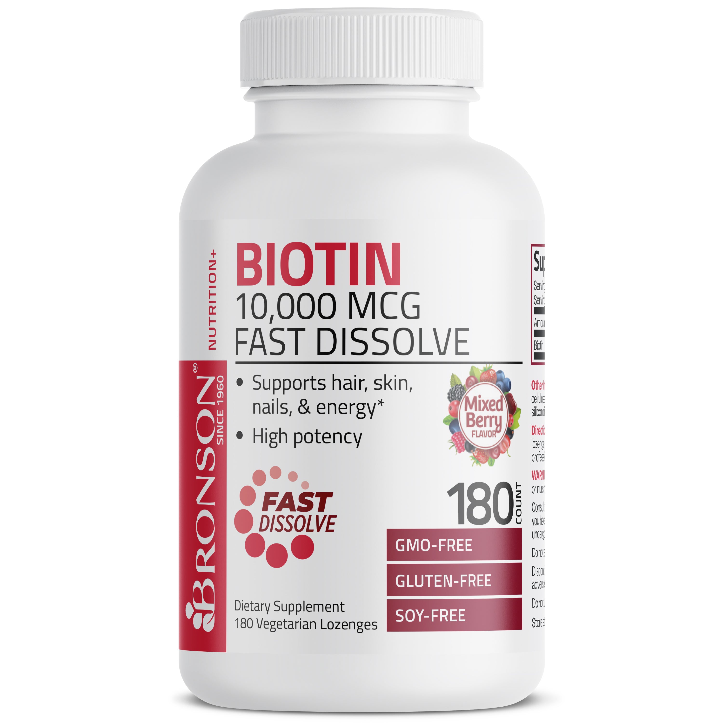 Biotin 10,000 MCG Fast Dissolve Berry Flavored Lozenges view 3 of 6