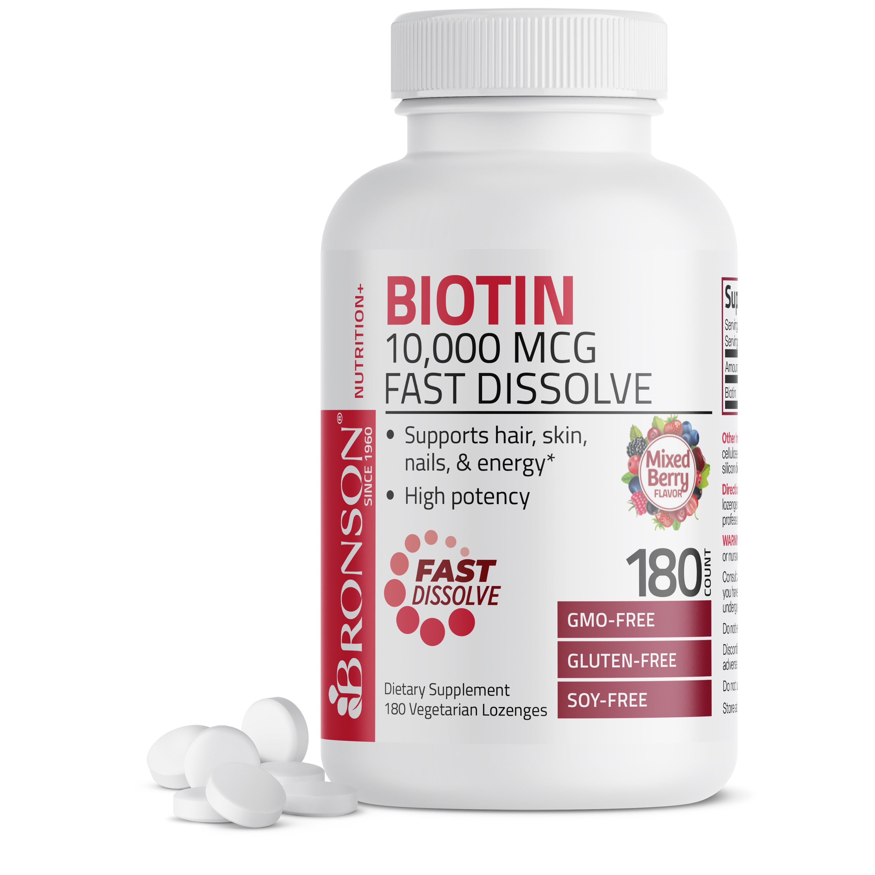 Biotin 10,000 MCG Fast Dissolve Berry Flavored Lozenges