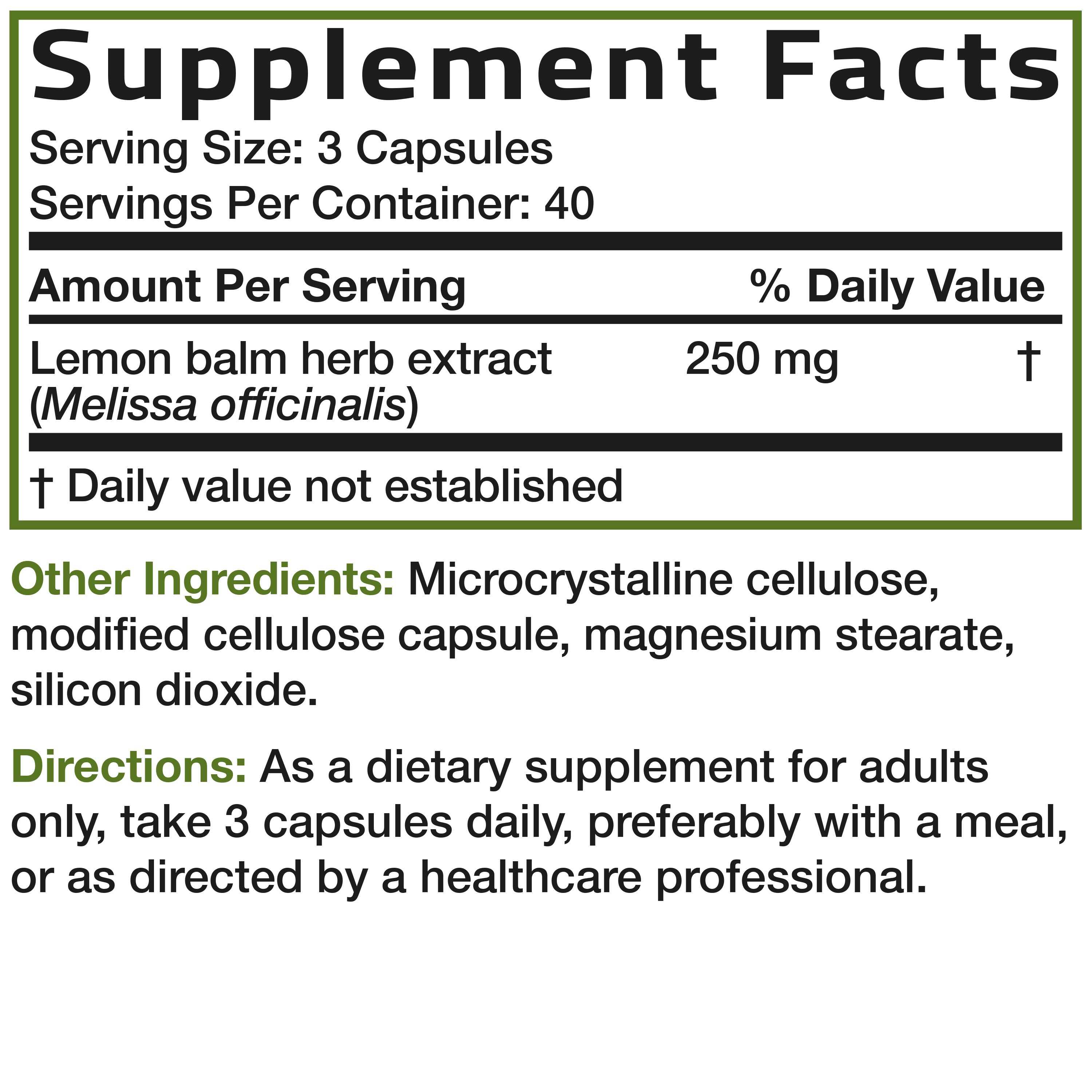 Melissa Lemon Balm Extra Strength