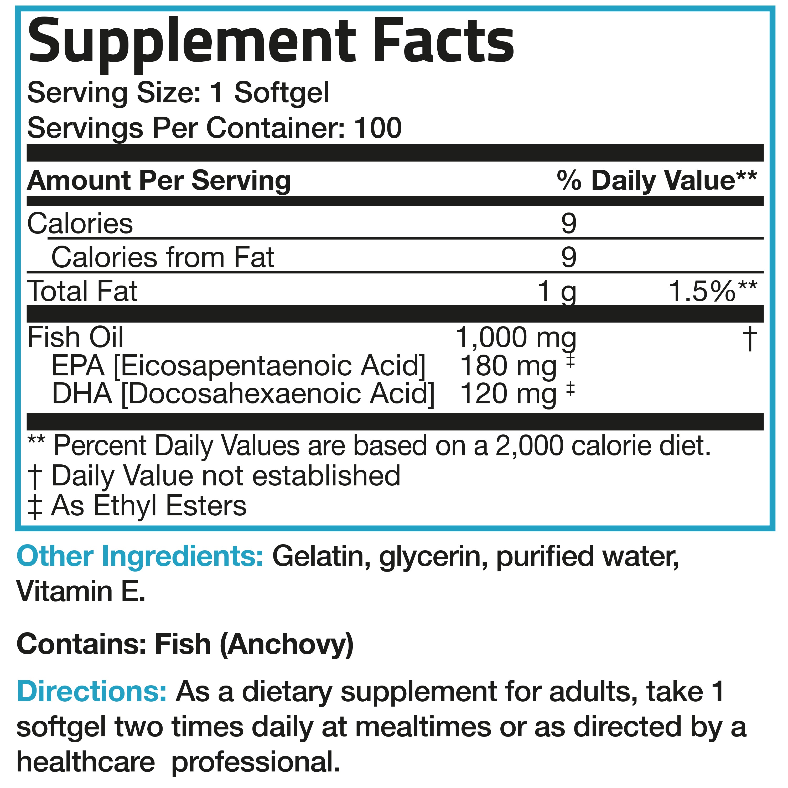 Omega-3 Fish Oil EPA DHA - 1,000 mg