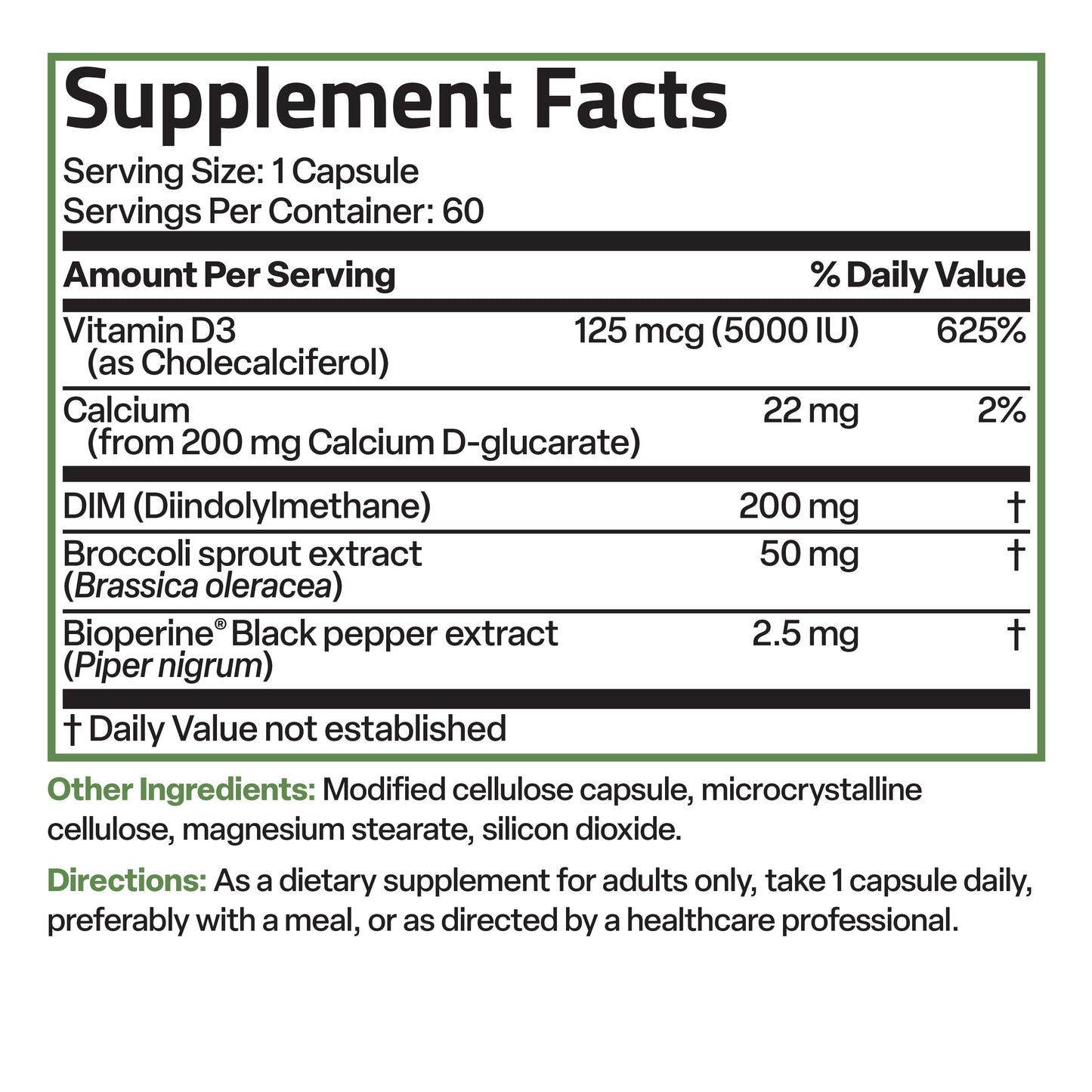 DIM Balance+ Calcium DGlucarate, Broccoli Sprouts and Vitamin D3 200