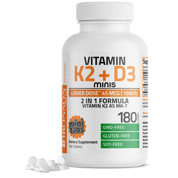 Vitamin K2 (MK7) 45mcg with Vitamin D3 1000 IU | bronsonlabs