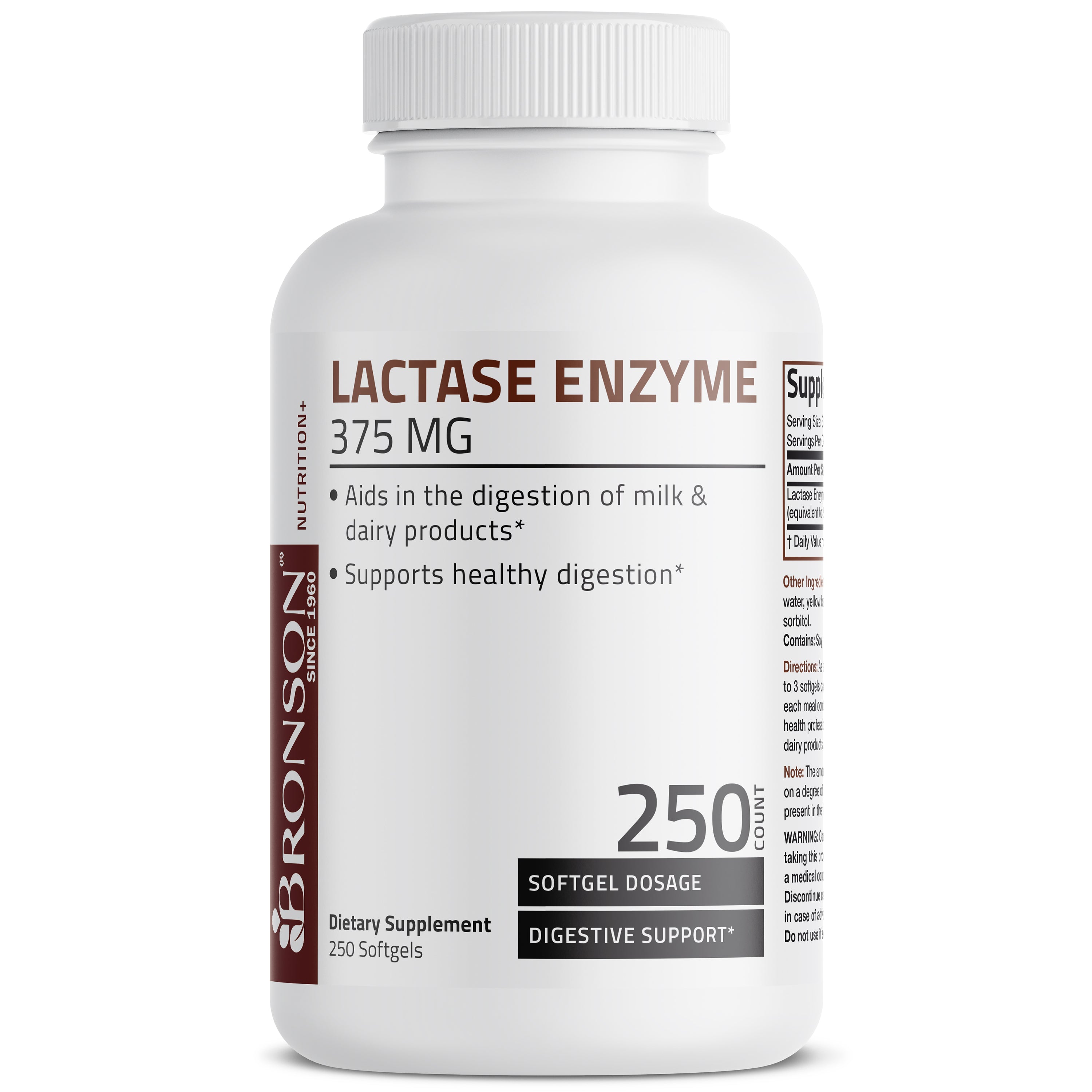 Lactase Digestive Enzyme - 375 mg - 250 Softgels