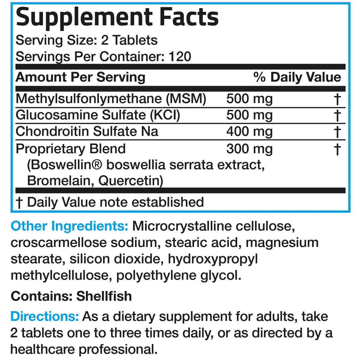 MSM with Glucosamine, Chondroitin, and Boswellin
