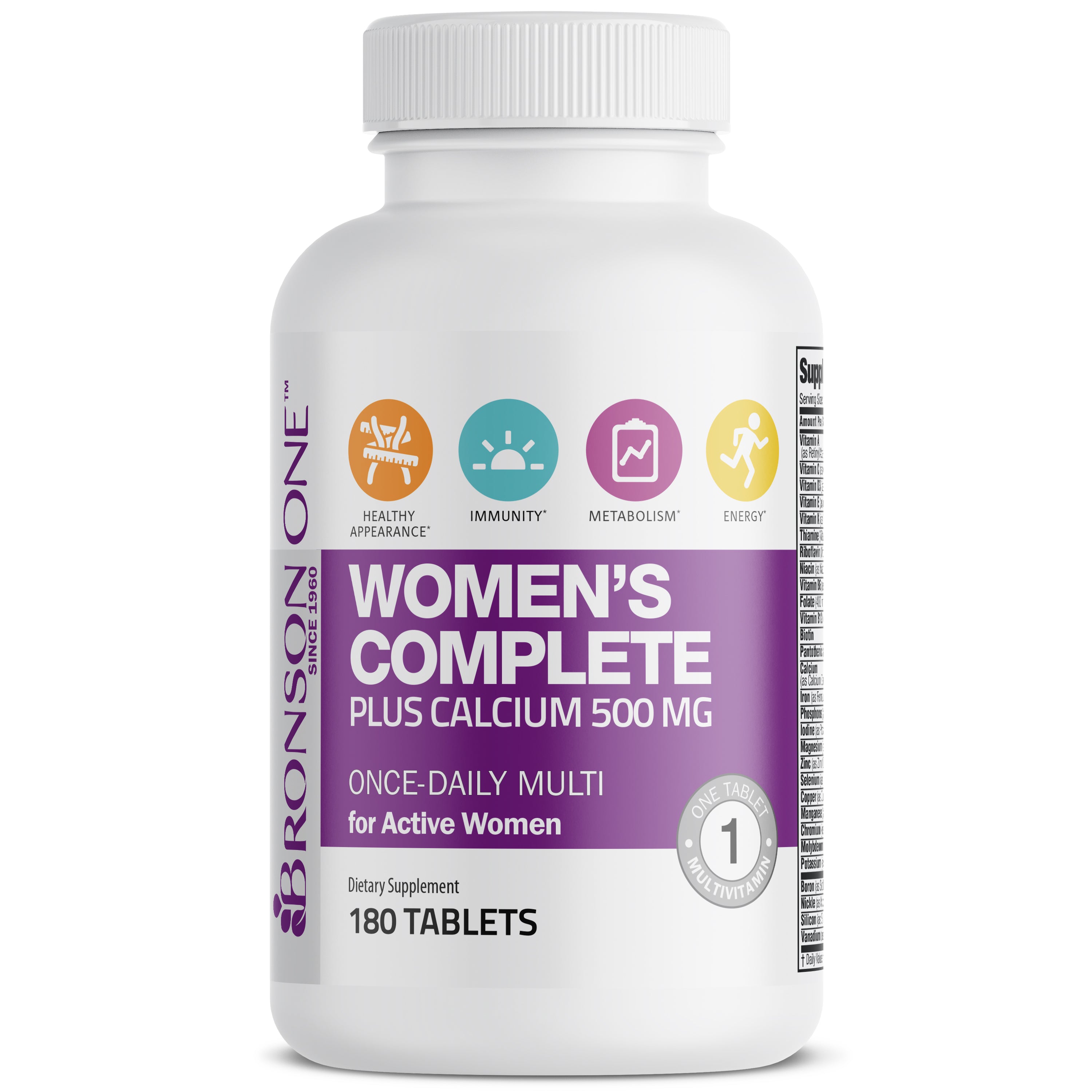 Bronson ONE™ Women's Complete MultiVitamin MultiMineral - 180 Tablets view 3 of 6