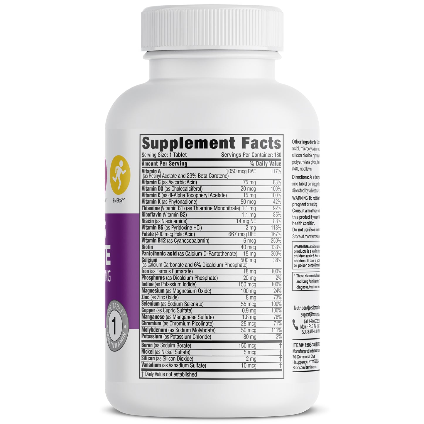Bronson ONE™ Women's Complete MultiVitamin MultiMineral - 180 Tablets