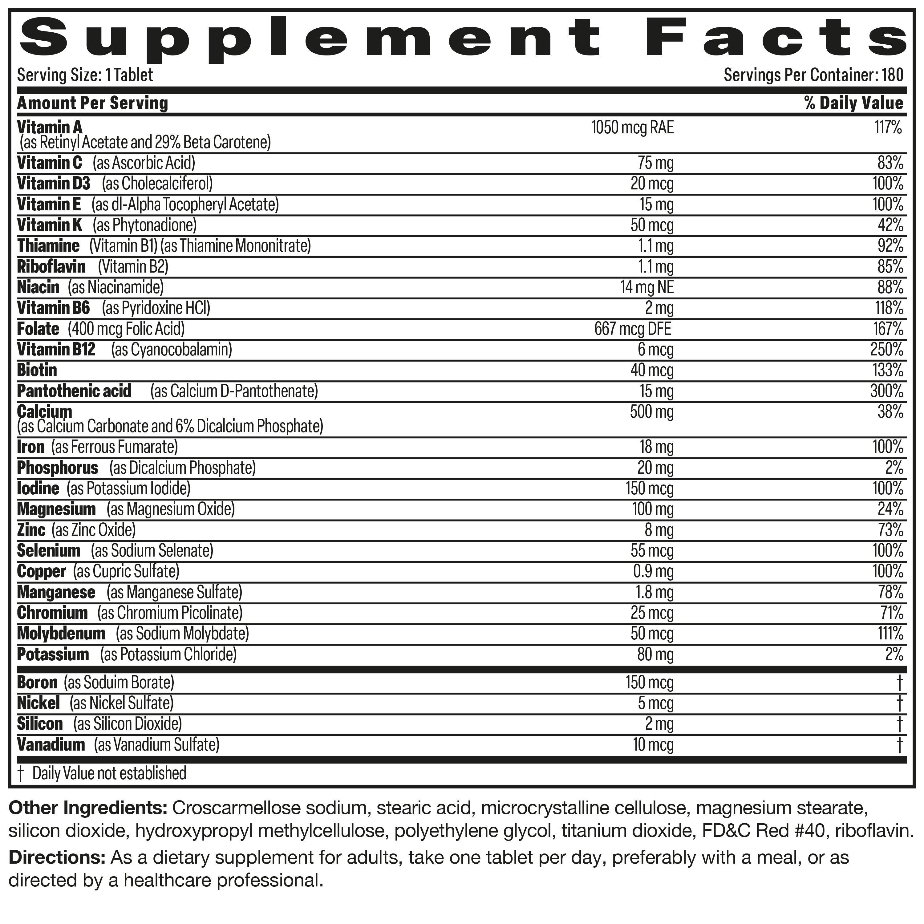 Bronson ONE™ Women's Complete MultiVitamin MultiMineral - 180 Tablets